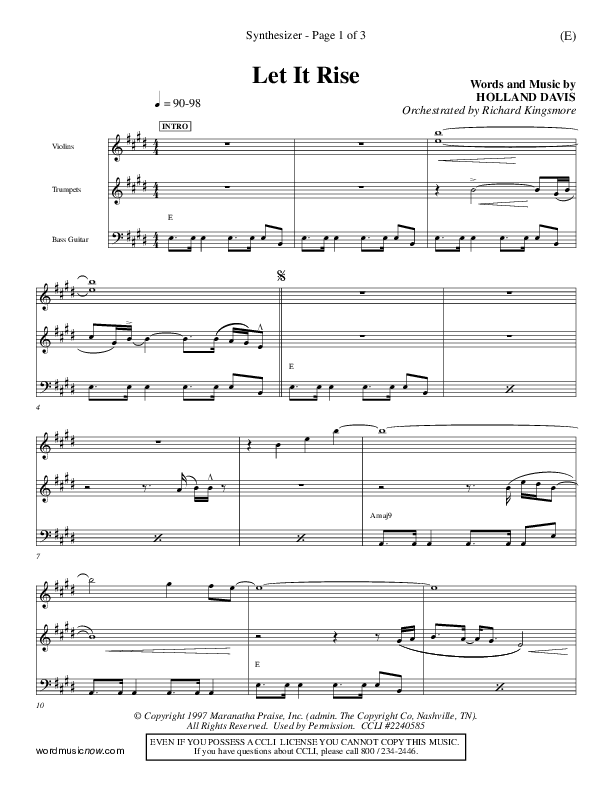 Let It Rise Synth (Holland Davis)