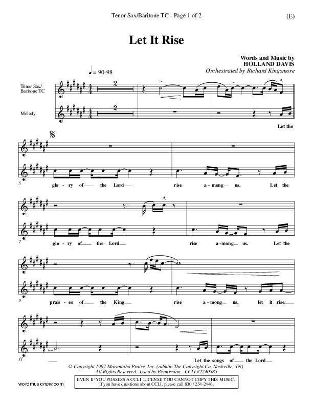 Let It Rise Tenor Sax/Baritone T.C. (Holland Davis)