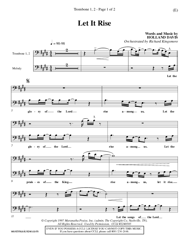 Let It Rise Trombone 1/2 (Holland Davis)