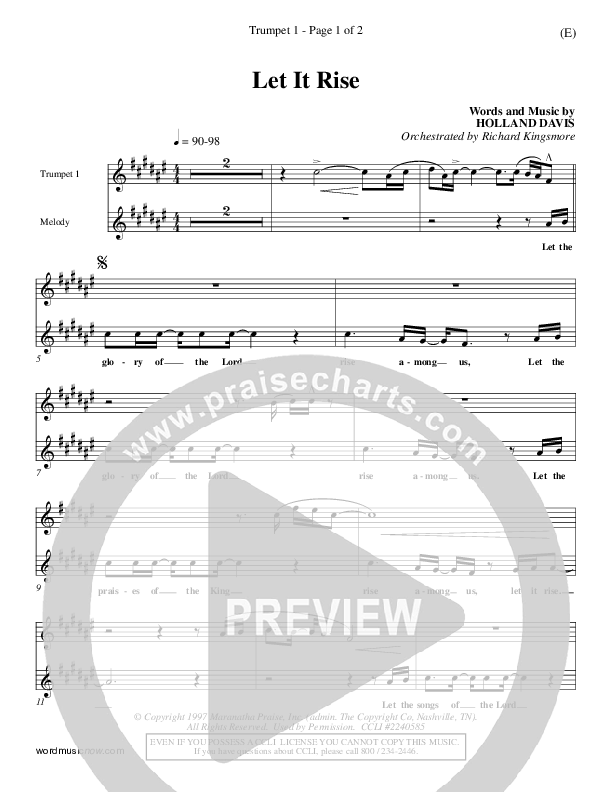 Let It Rise Trumpet 1 (Holland Davis)