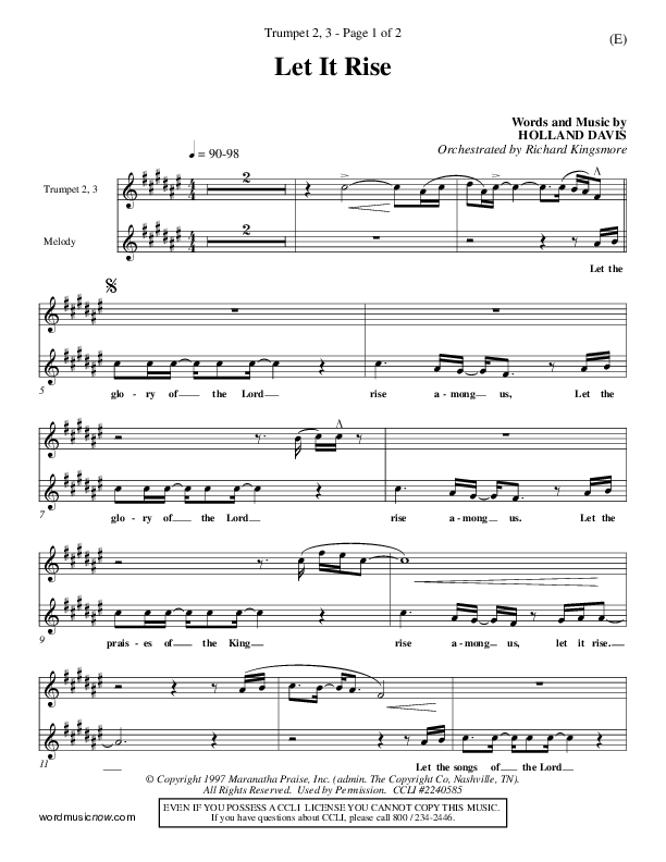Let It Rise Trumpet 2/3 (Holland Davis)