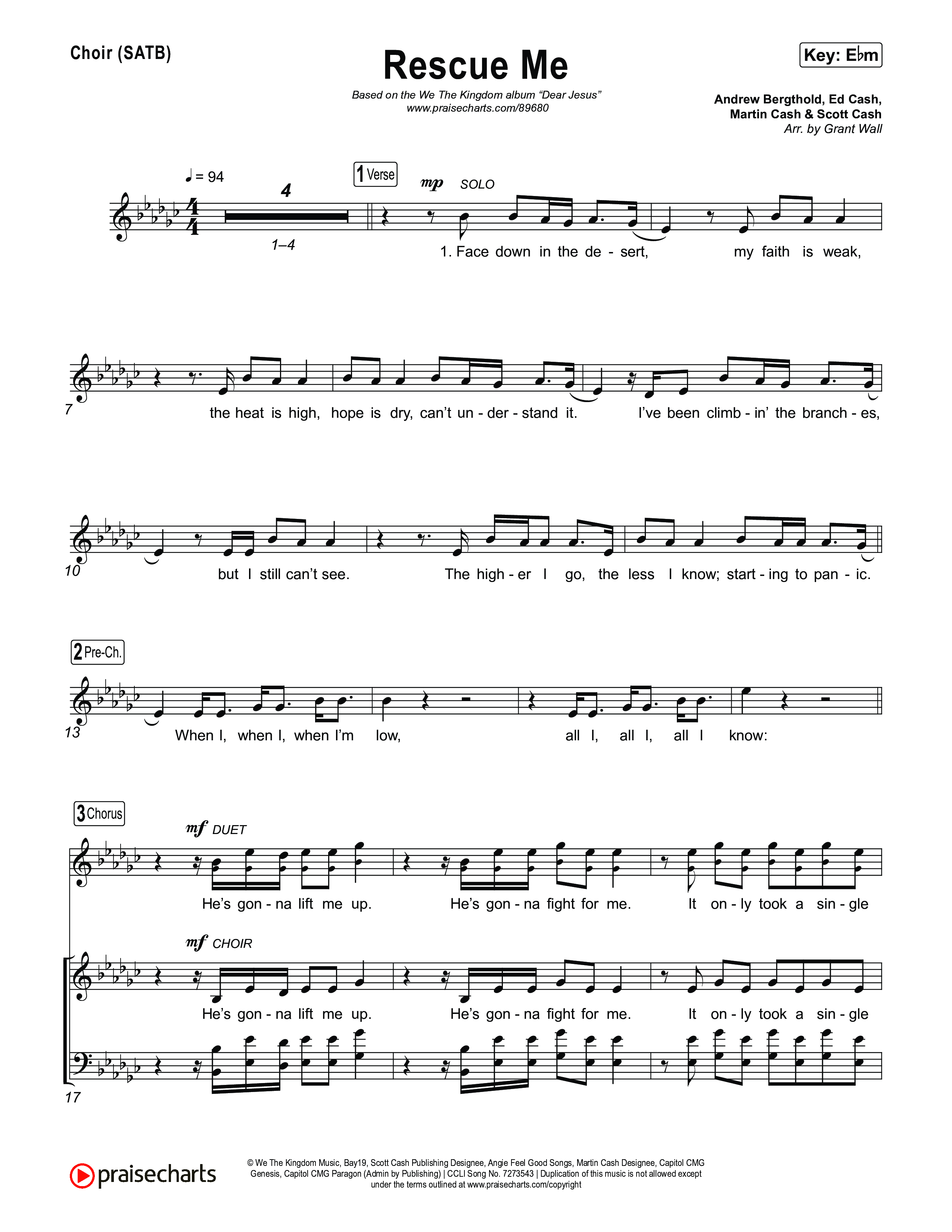 Rescue Me Choir Sheet (SATB) (We The Kingdom)