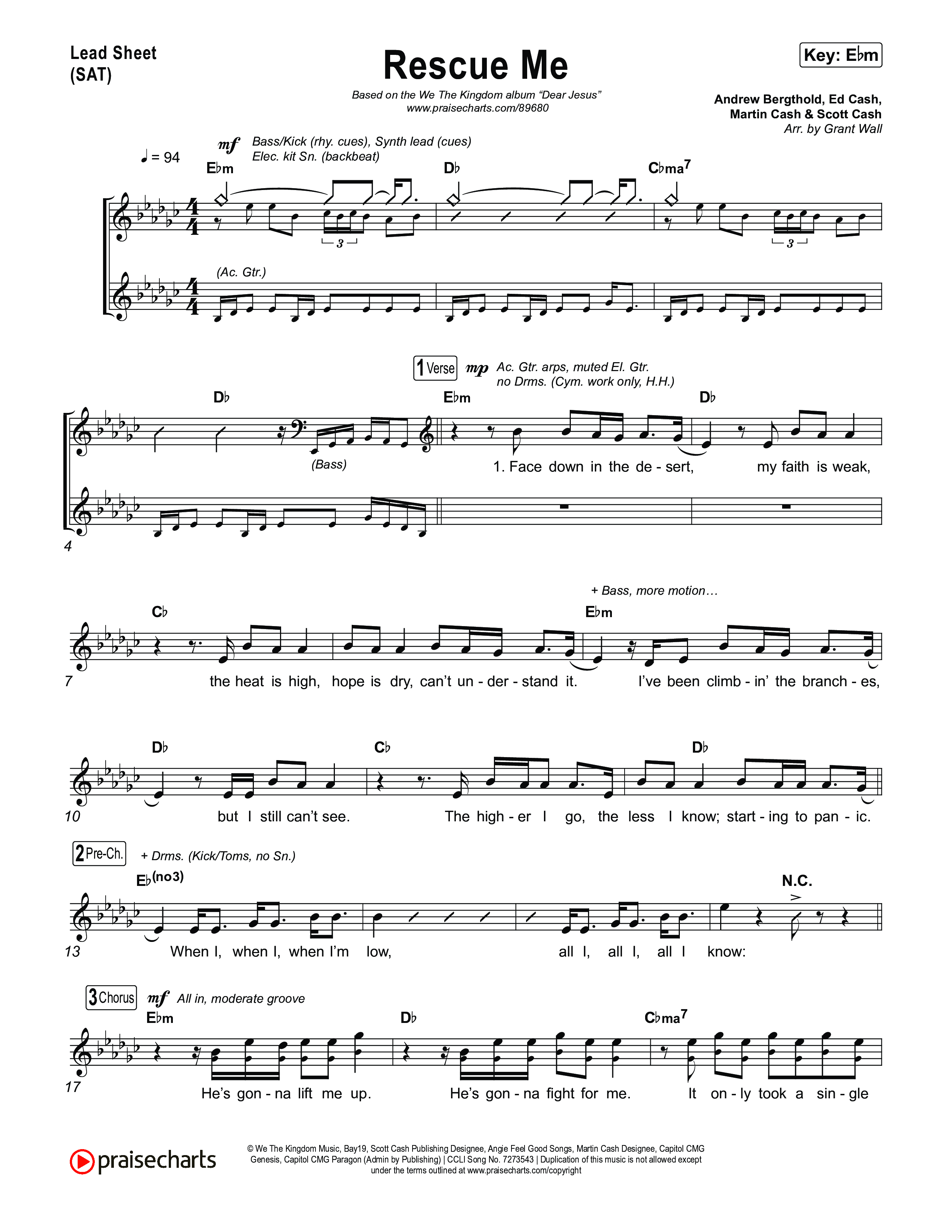 Rescue Me Lead Sheet (SAT) (We The Kingdom)