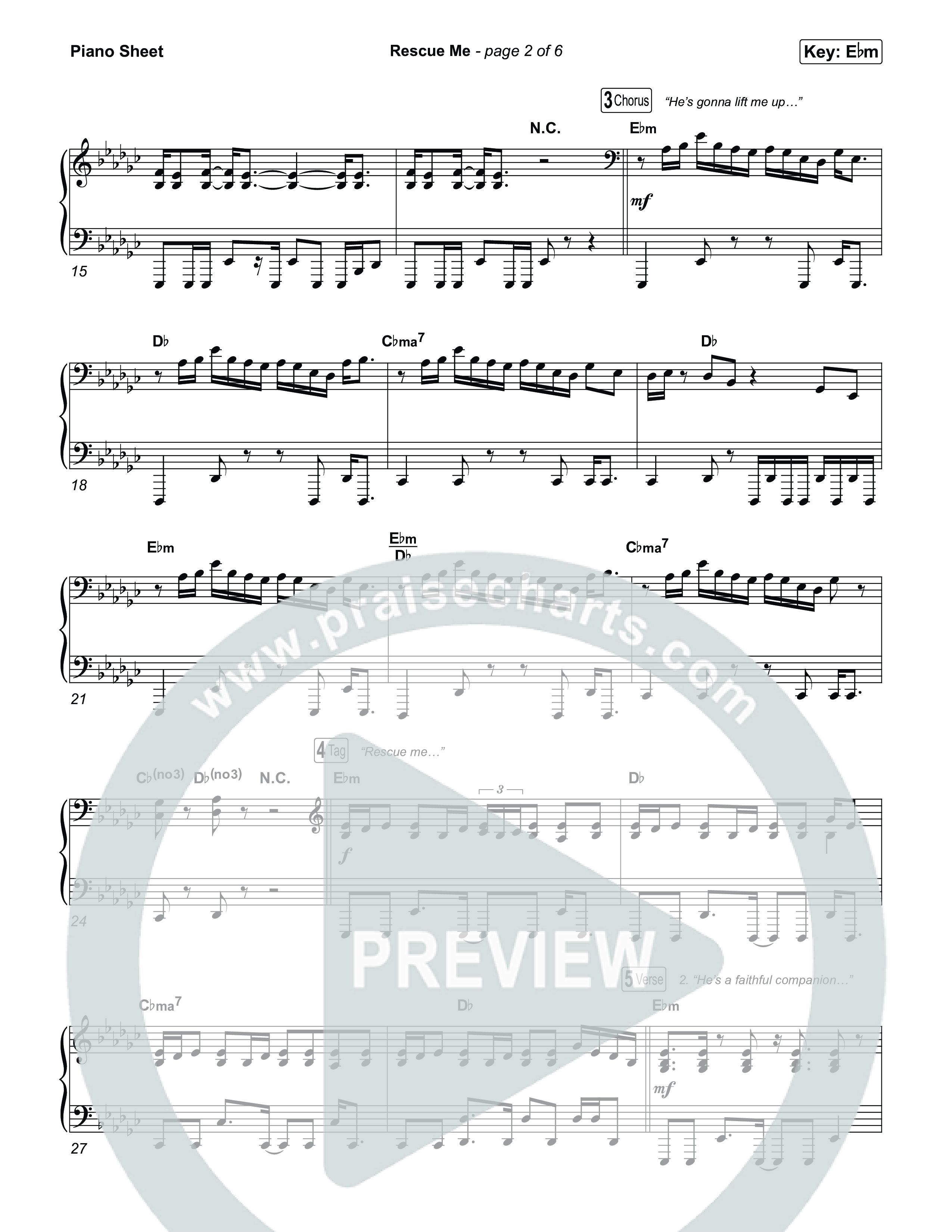 Rescue Me Piano Sheet (We The Kingdom)