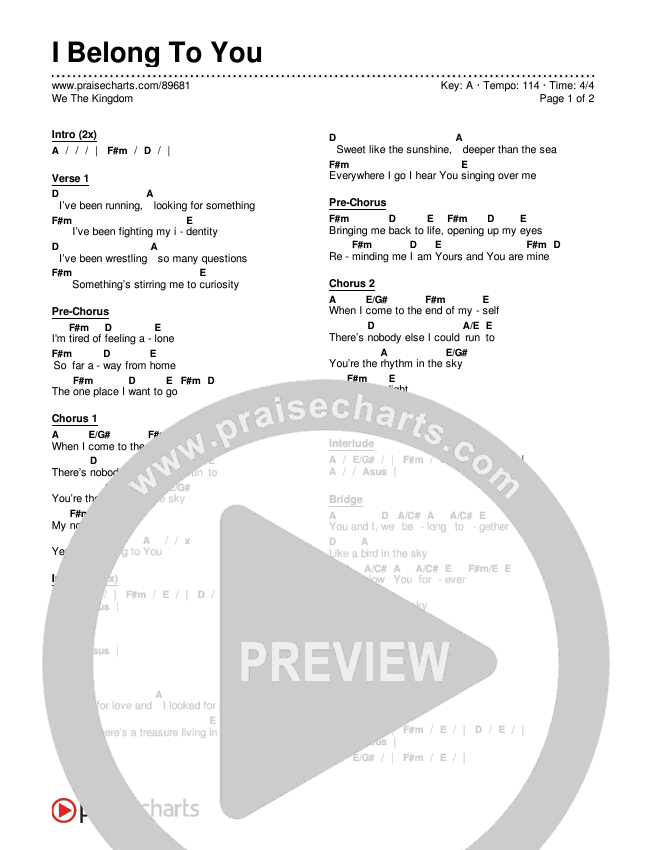 I Belong To You Chords & Lyrics (We The Kingdom)