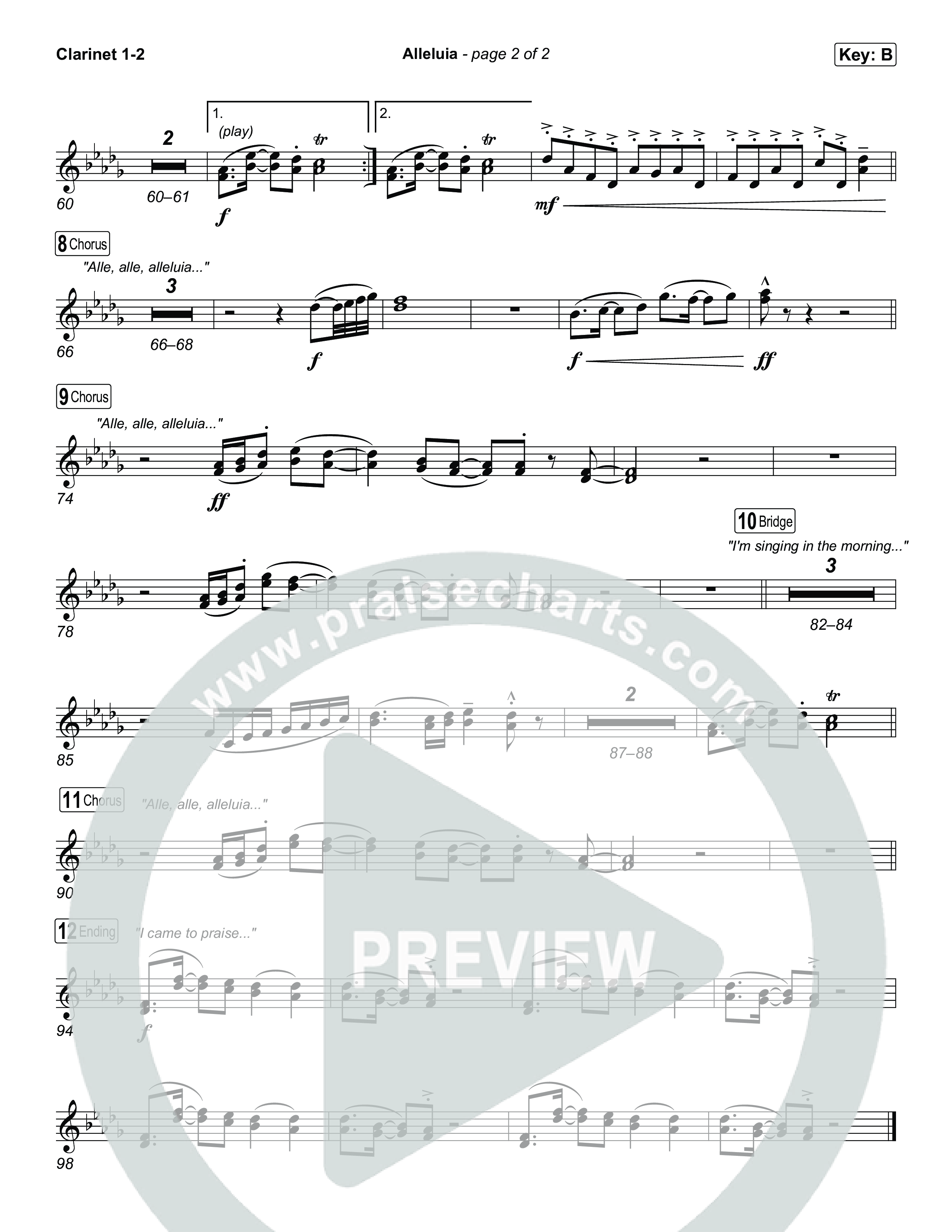 Alleluia Clarinet 1/2 (Elevation Worship / Chandler Moore / Chris Brown)