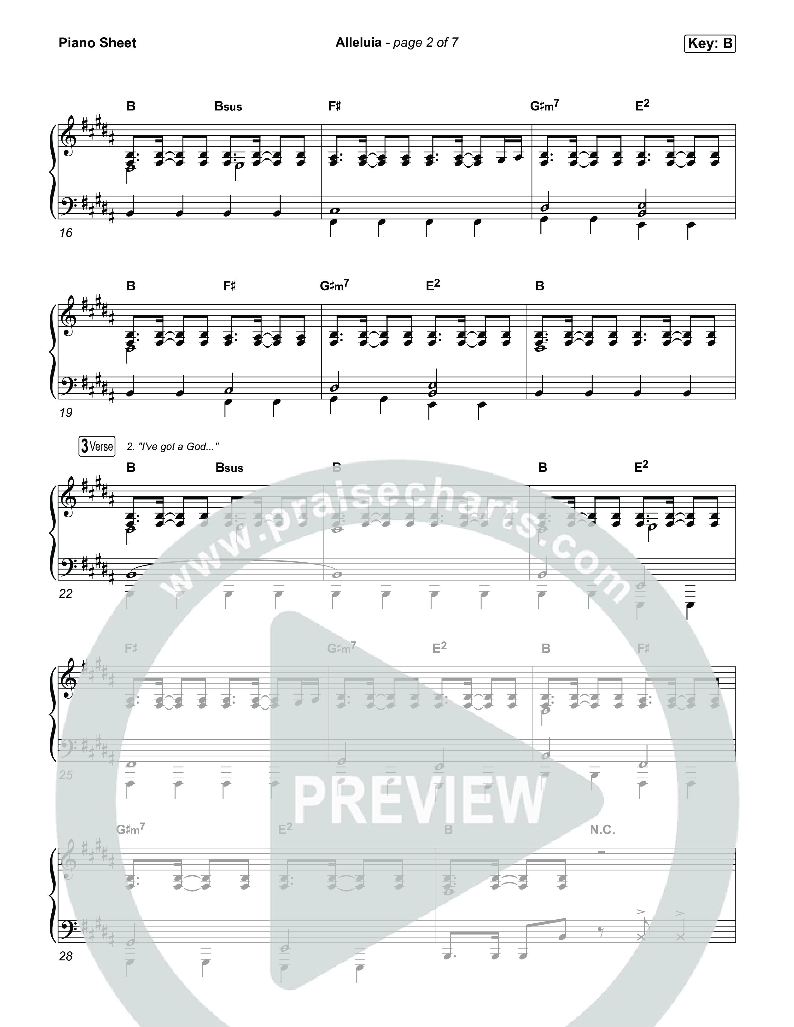 Alleluia Piano Sheet (Elevation Worship / Chandler Moore / Chris Brown)