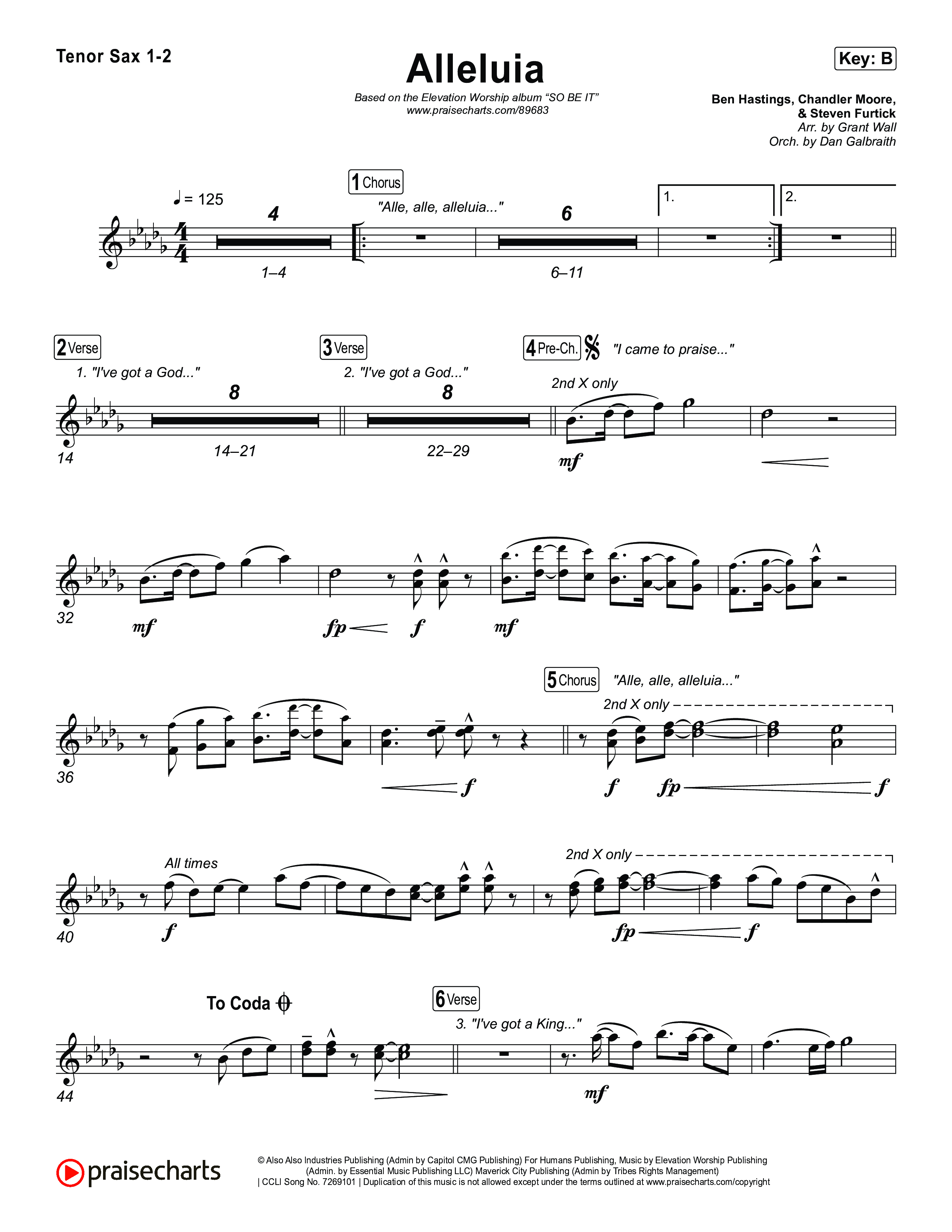 Alleluia Tenor Sax 1,2 (Elevation Worship / Chandler Moore / Chris Brown)