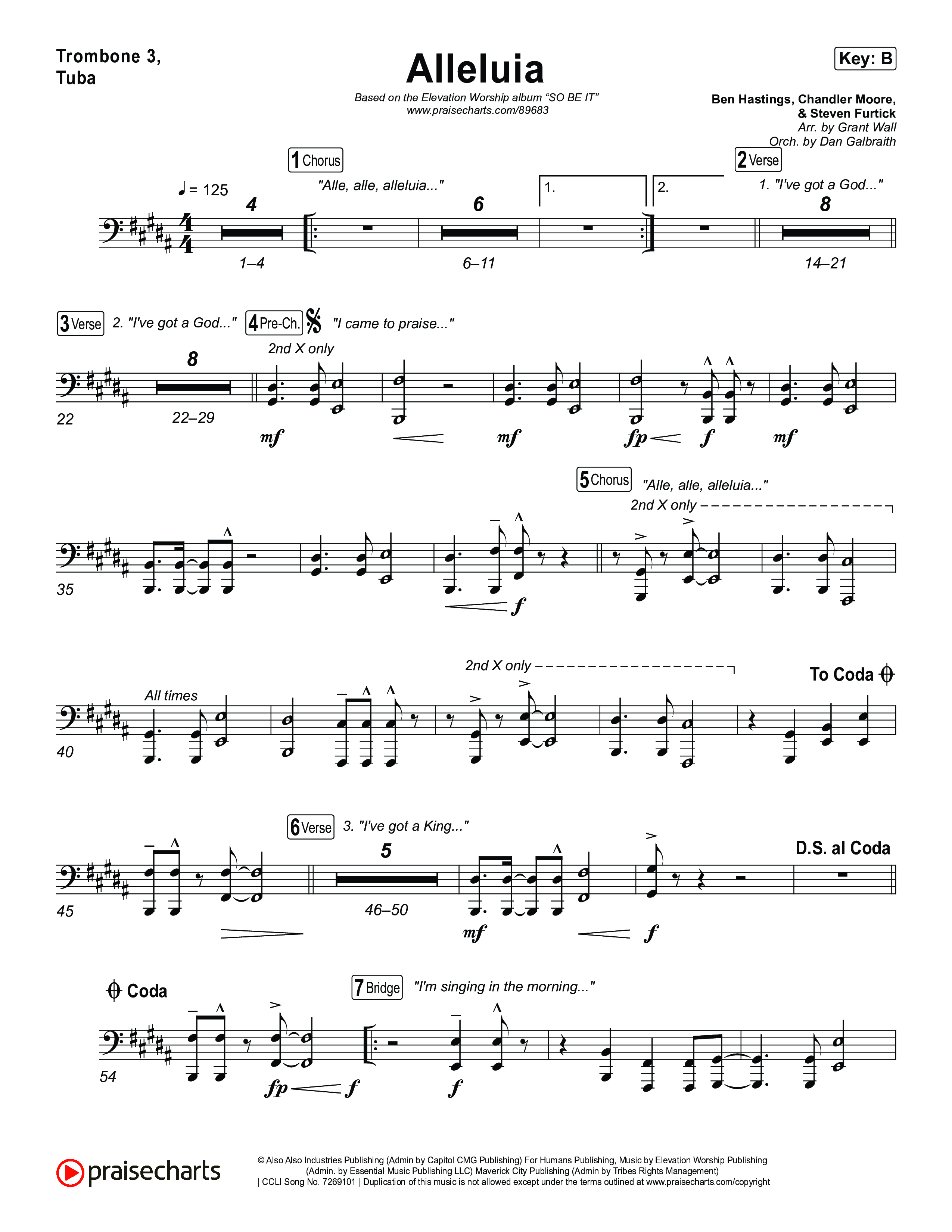 Alleluia Trombone 3/Tuba (Elevation Worship / Chandler Moore / Chris Brown)