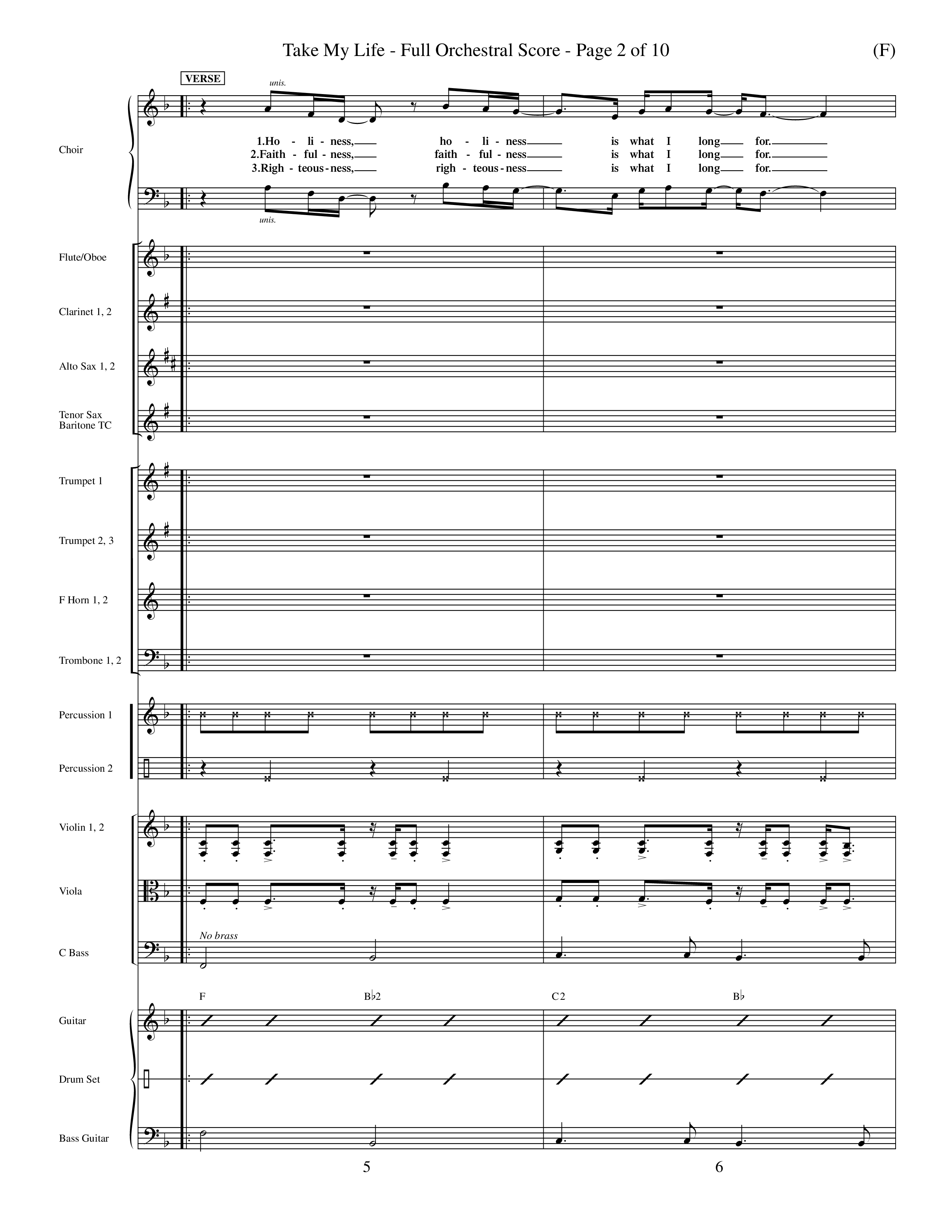 Take My Life (Choral Anthem SATB) Orchestration (Word Music Choral / Orch. Ed Hogan)