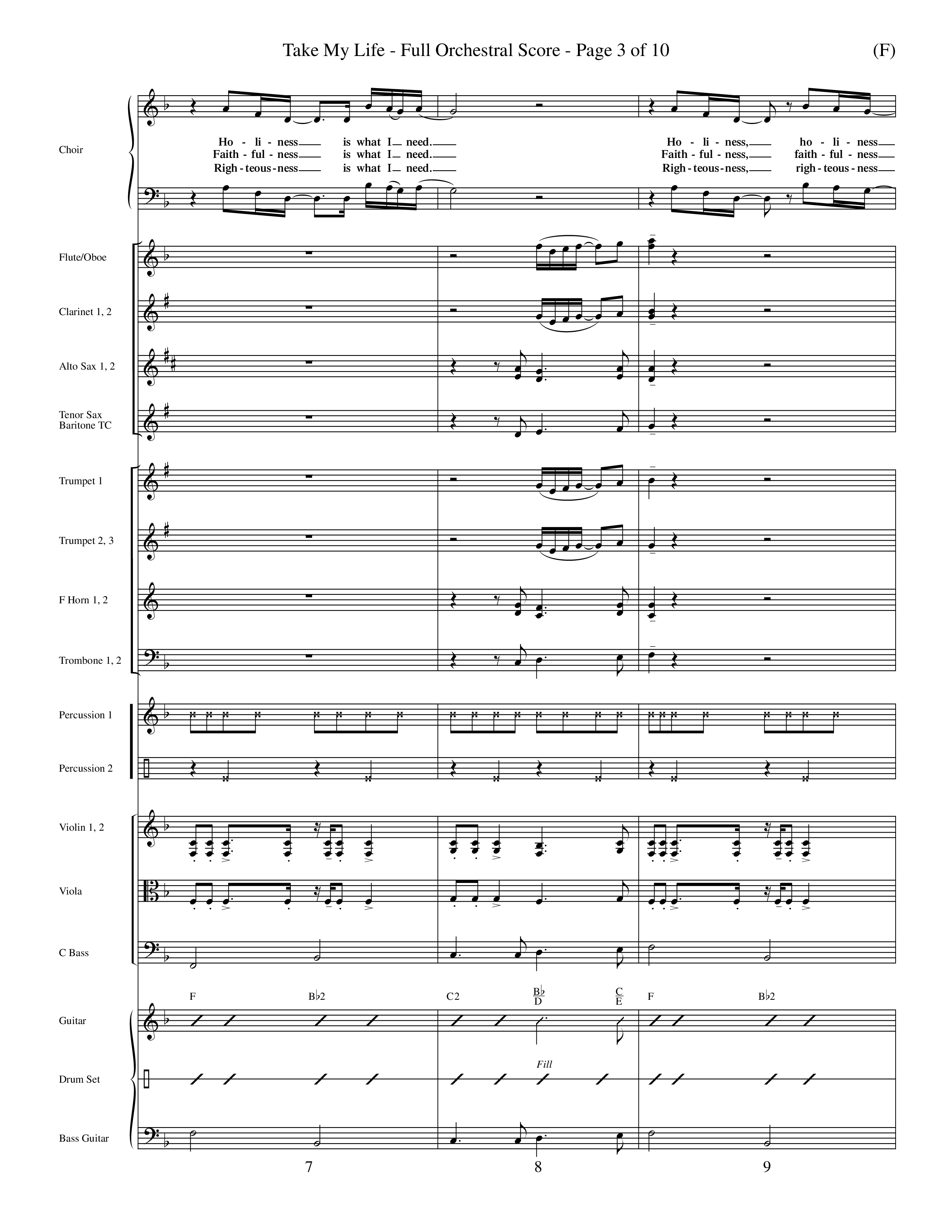 Take My Life (Choral Anthem SATB) Orchestration (Word Music Choral / Orch. Ed Hogan)