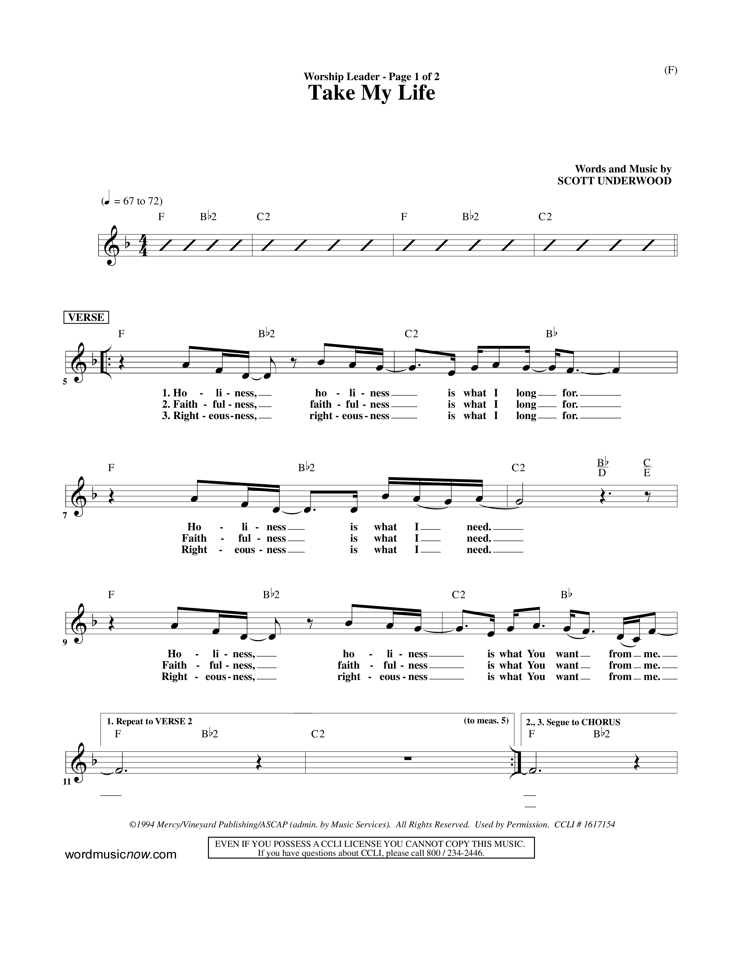 Take My Life (Choral Anthem SATB) Rhythm Pack (Word Music Choral / Orch. Ed Hogan)