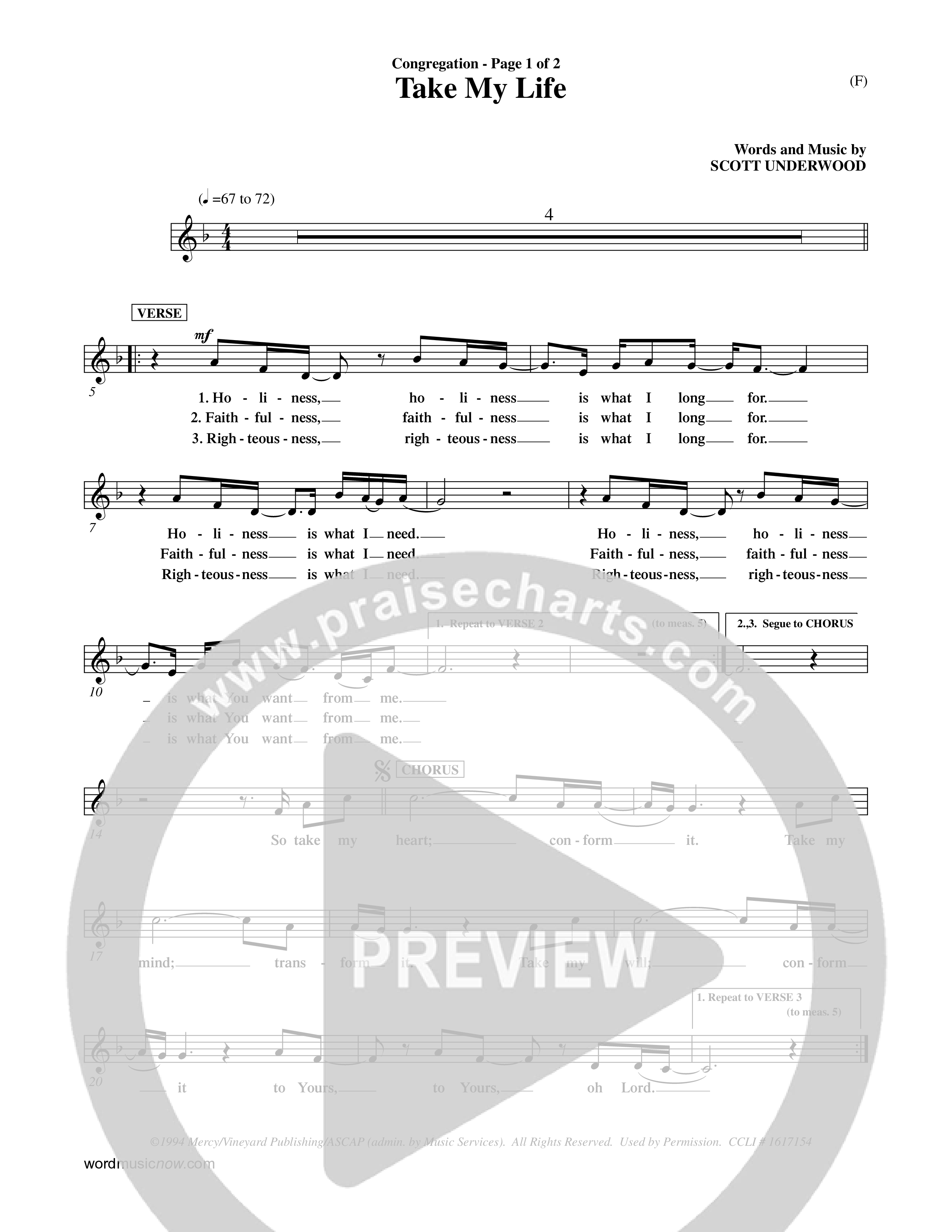 Take My Life (Choral Anthem SATB) Rhythm Pack (Word Music Choral / Orch. Ed Hogan)