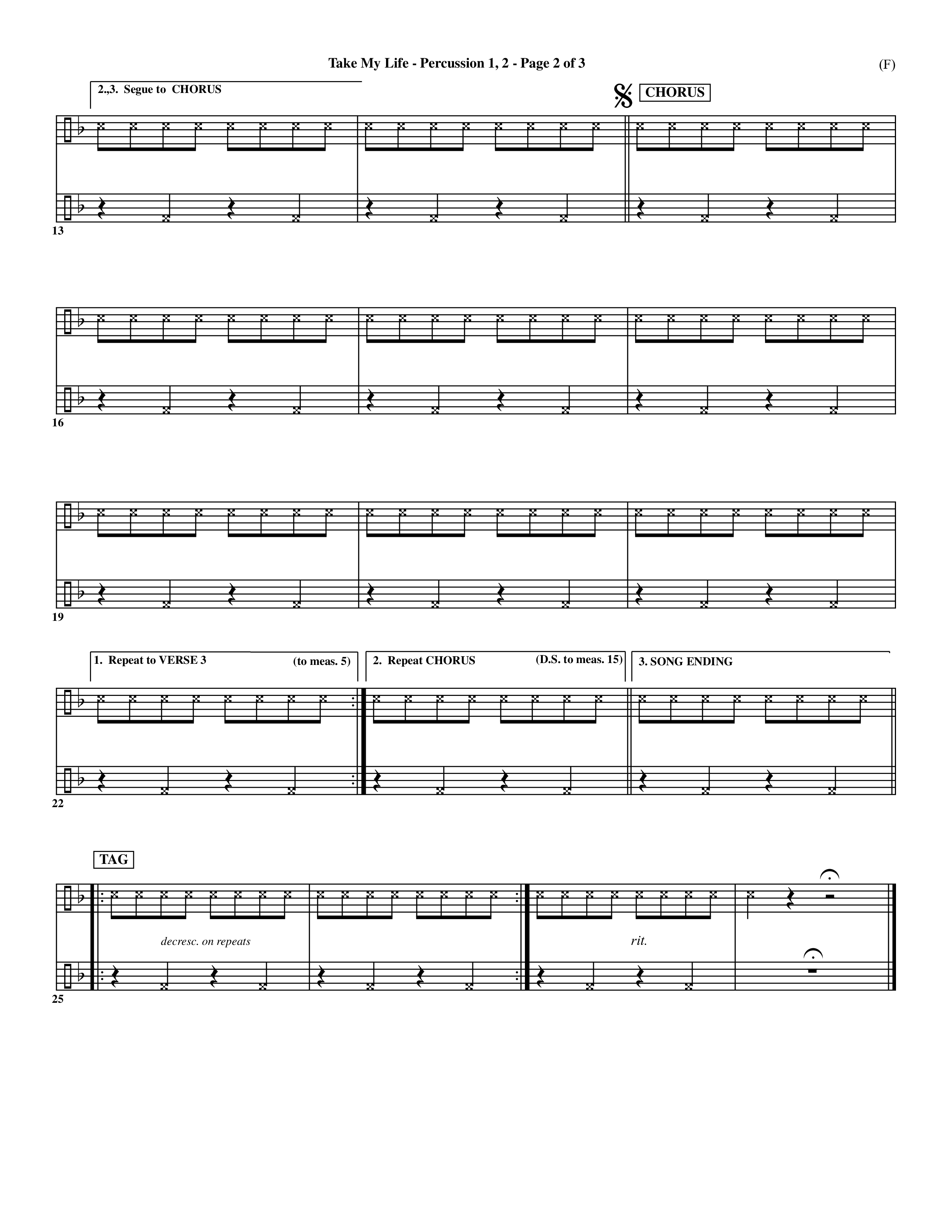Take My Life (Choral Anthem SATB) Percussion 1/2 (Word Music Choral / Orch. Ed Hogan)