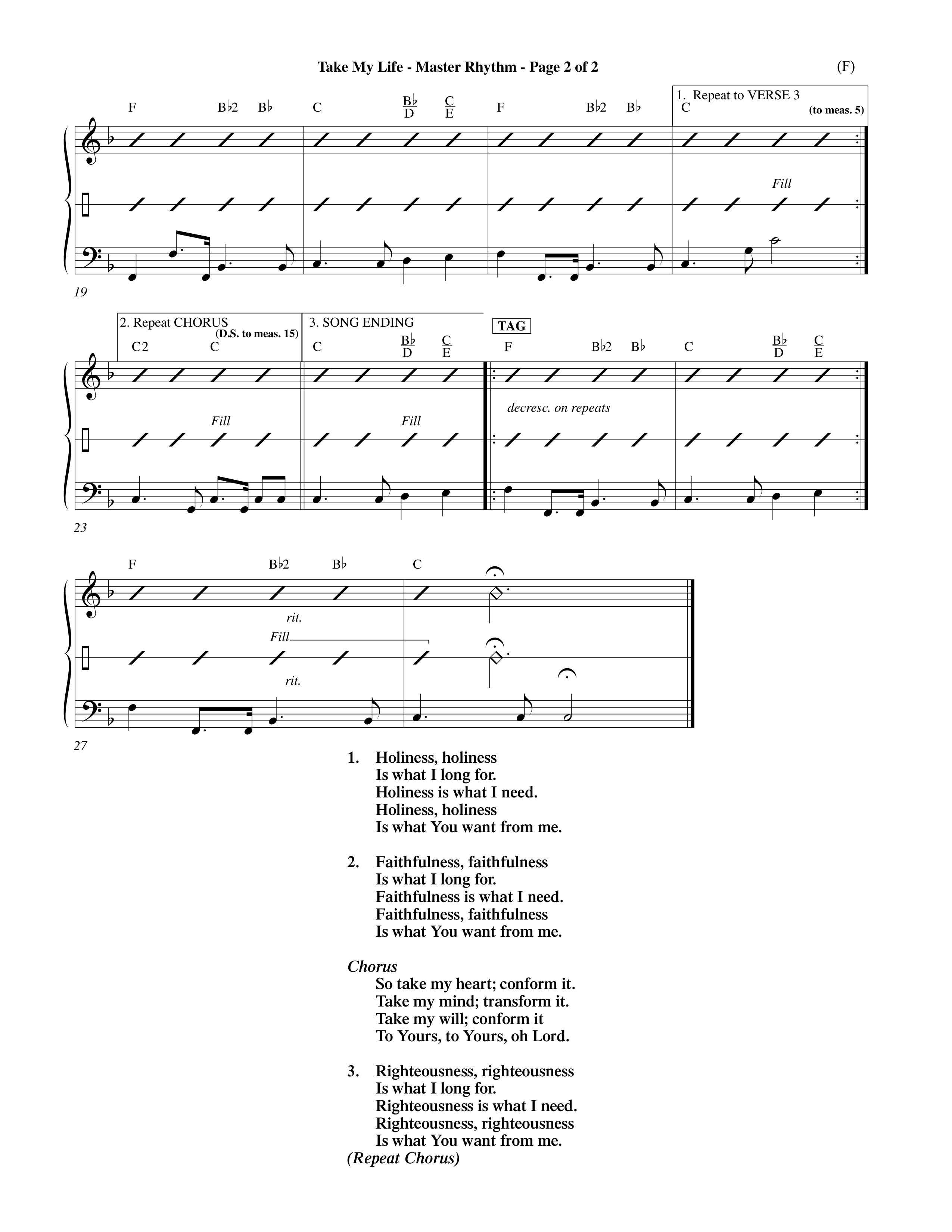 Take My Life (Choral Anthem SATB) Rhythm Chart (Word Music Choral / Orch. Ed Hogan)