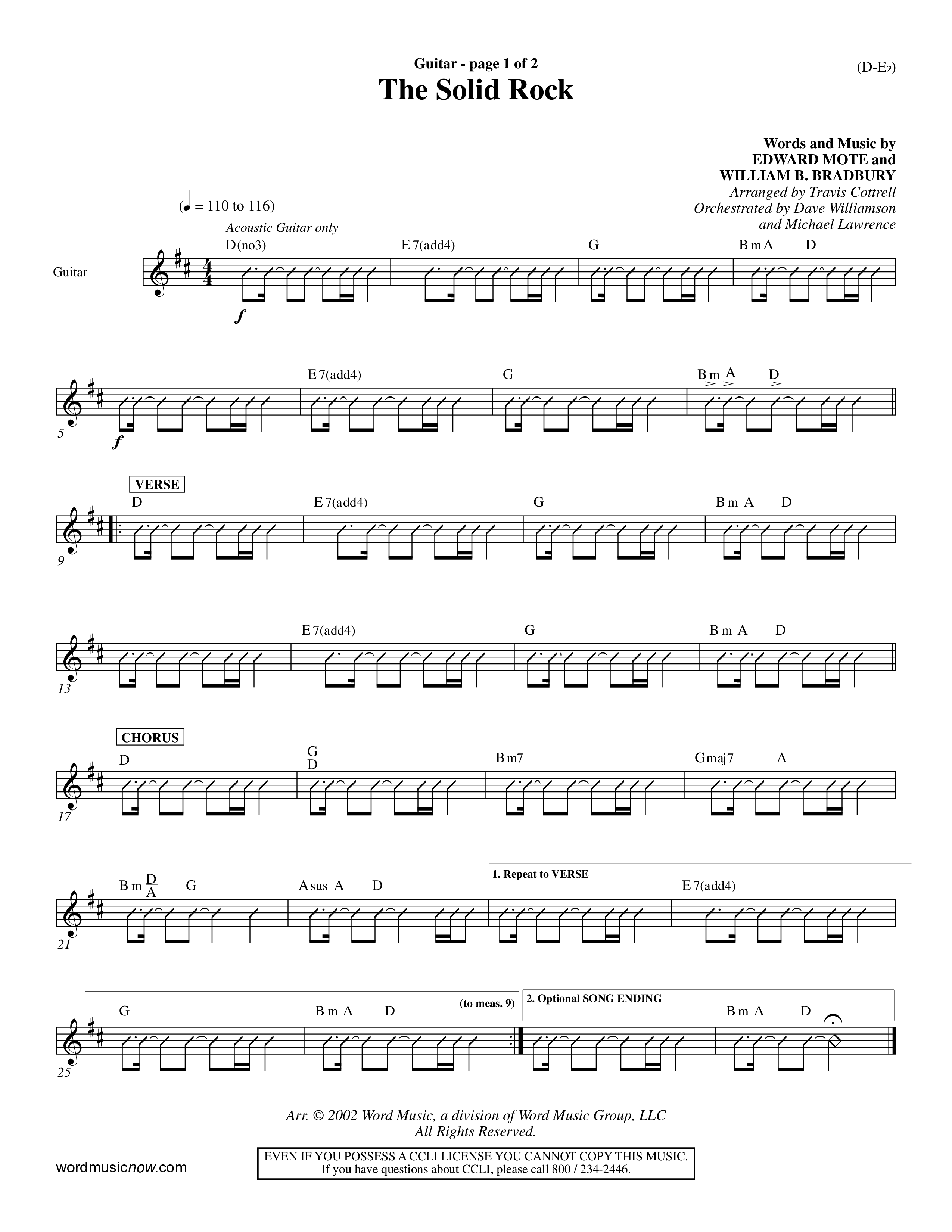 The Solid Rock (Choral Anthem SATB) Acoustic Guitar (Word Music Choral / Arr. Travis Cottrell / Orch. Dave Williamson / Orch. Michael Lawrence)