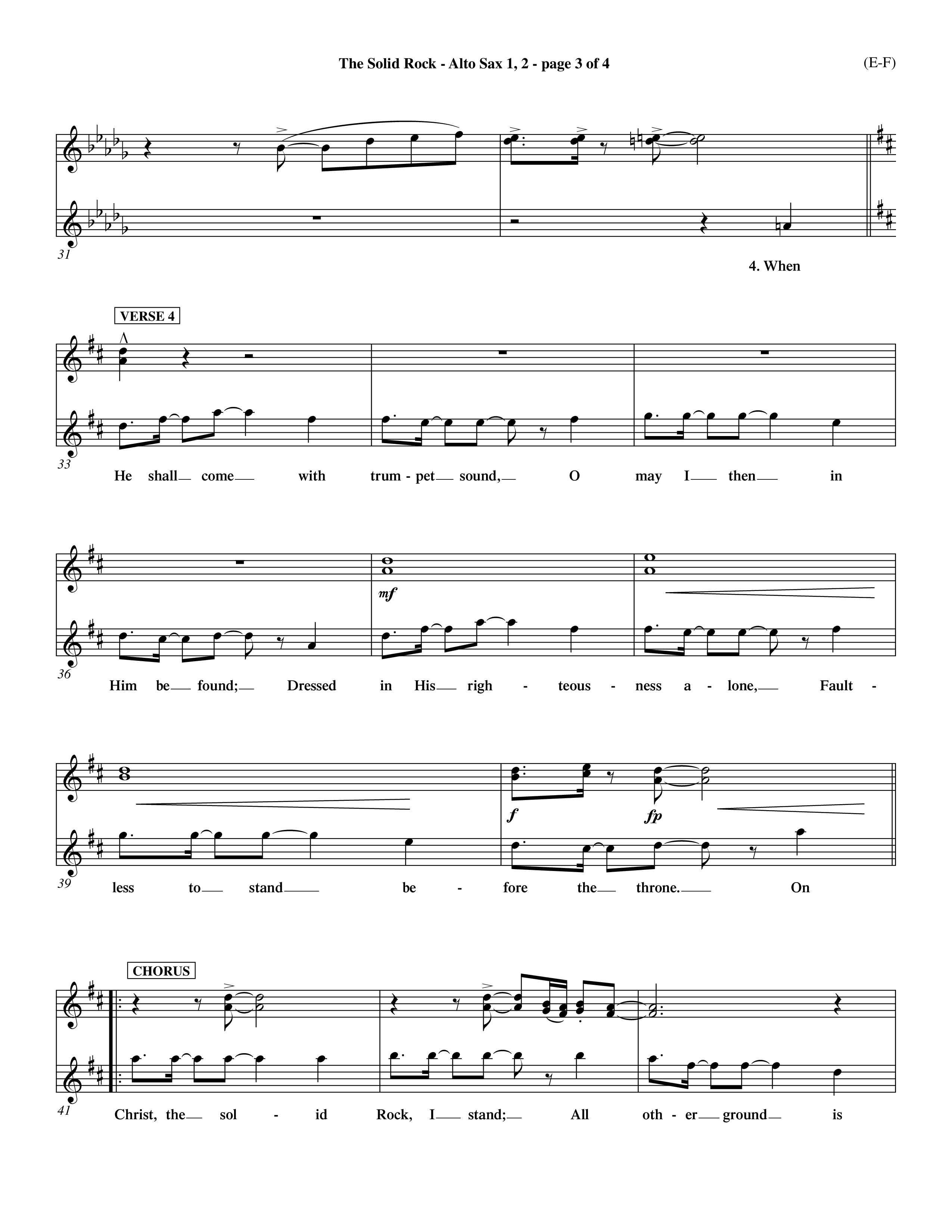 The Solid Rock (Choral Anthem SATB) Alto Sax 1/2 (Word Music Choral / Arr. Travis Cottrell / Orch. Dave Williamson / Orch. Michael Lawrence)