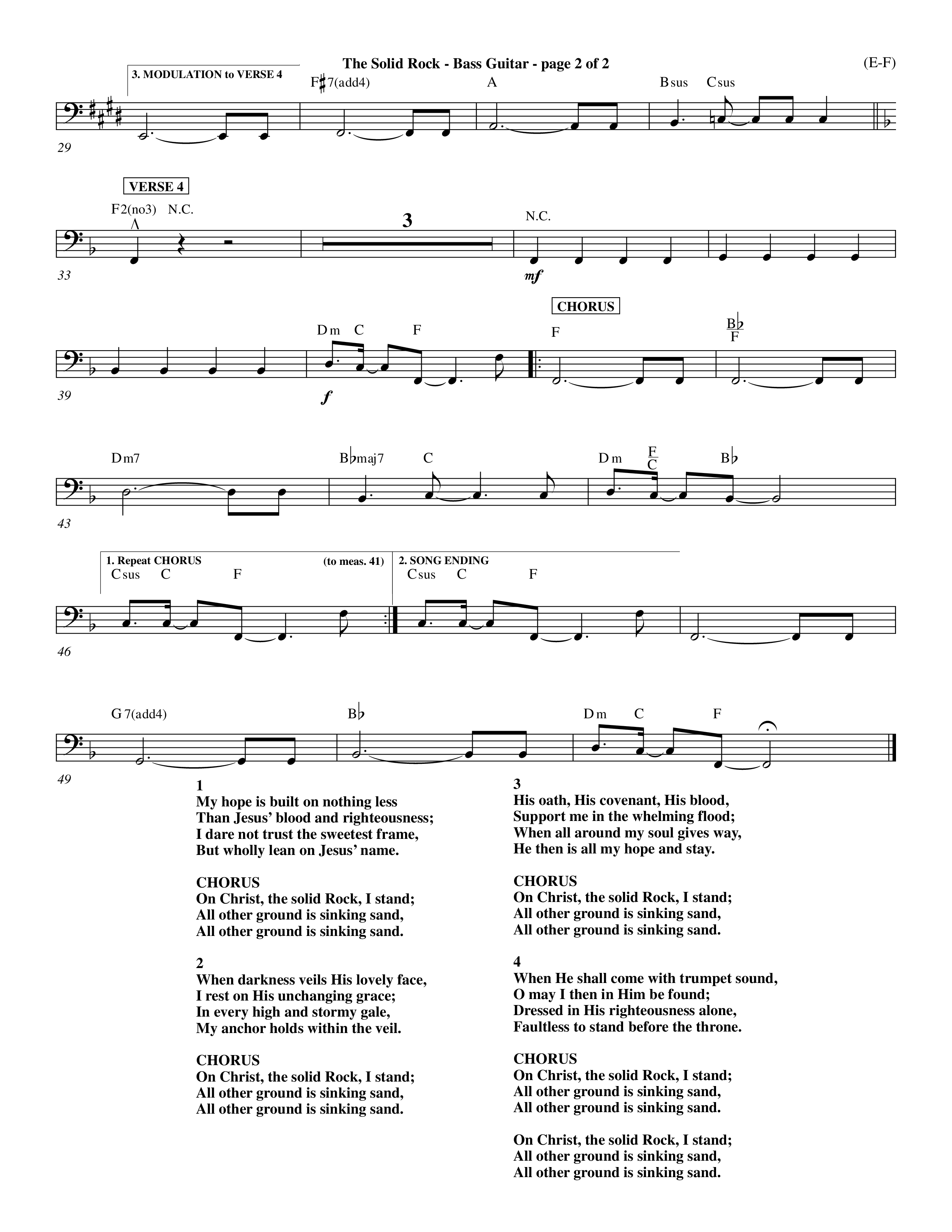 The Solid Rock (Choral Anthem SATB) Bass Guitar (Word Music Choral / Arr. Travis Cottrell / Orch. Dave Williamson / Orch. Michael Lawrence)