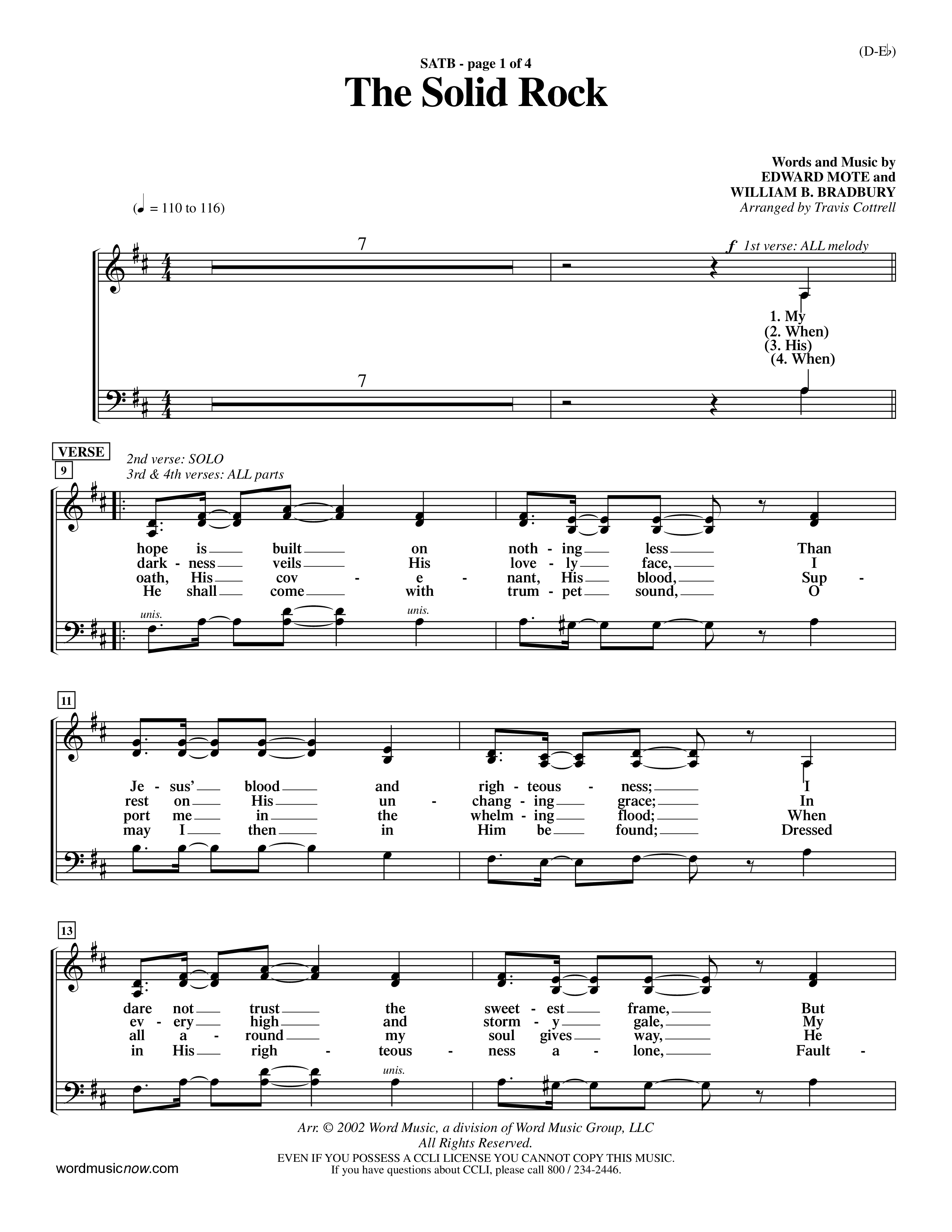 The Solid Rock (Choral Anthem SATB) Choir Sheet (SATB) (Word Music Choral / Arr. Travis Cottrell / Orch. Dave Williamson / Orch. Michael Lawrence)