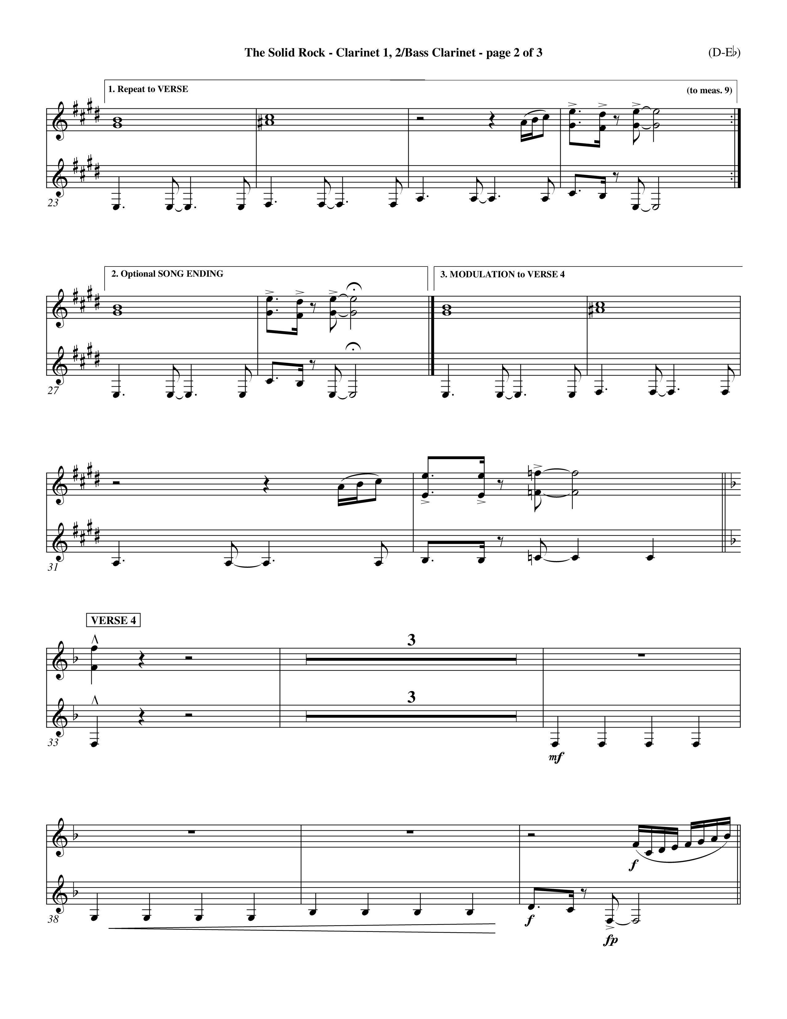 The Solid Rock (Choral Anthem SATB) Clarinet 1/2, Bass Clarinet (Word Music Choral / Arr. Travis Cottrell / Orch. Dave Williamson / Orch. Michael Lawrence)