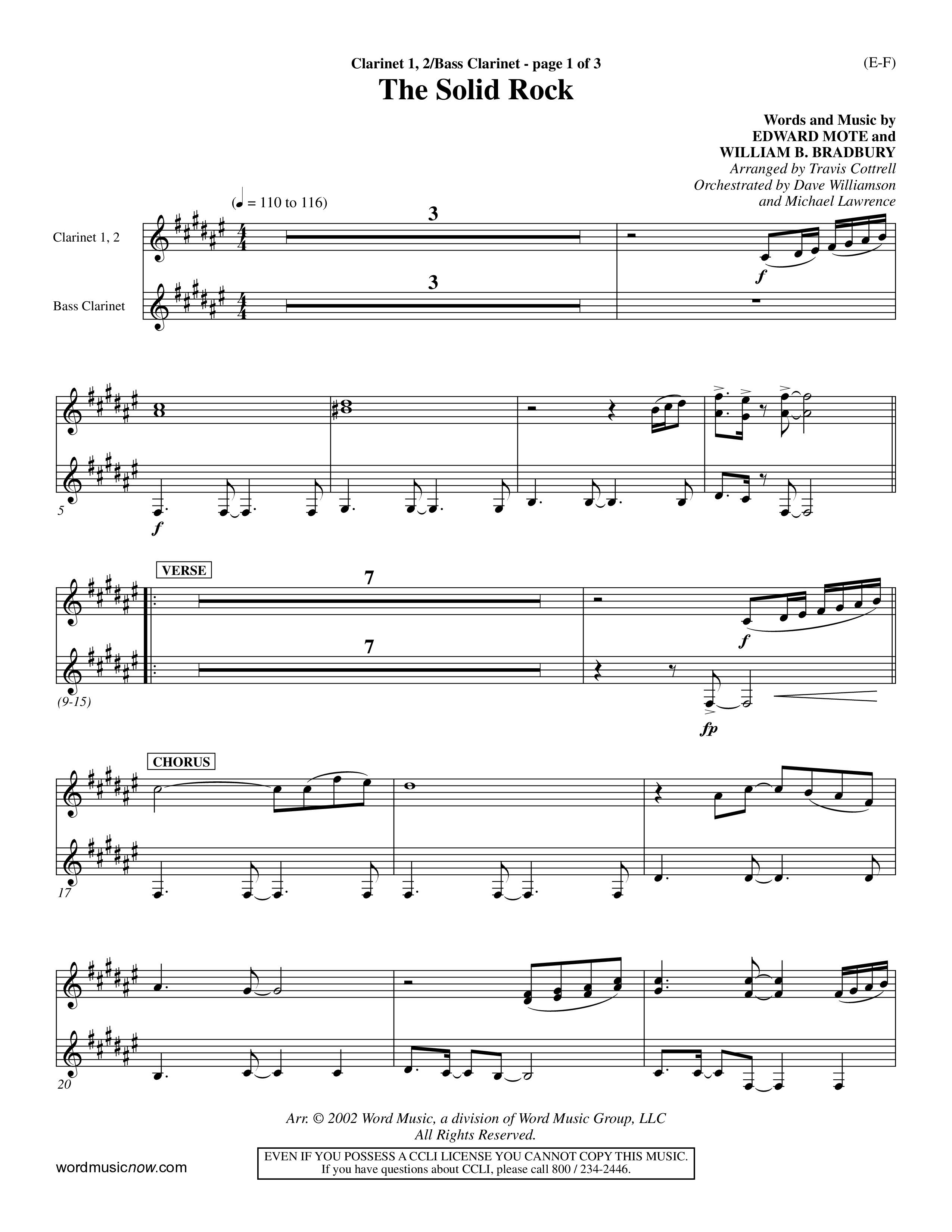 The Solid Rock (Choral Anthem SATB) Clarinet 1/2, Bass Clarinet (Word Music Choral / Arr. Travis Cottrell / Orch. Dave Williamson / Orch. Michael Lawrence)
