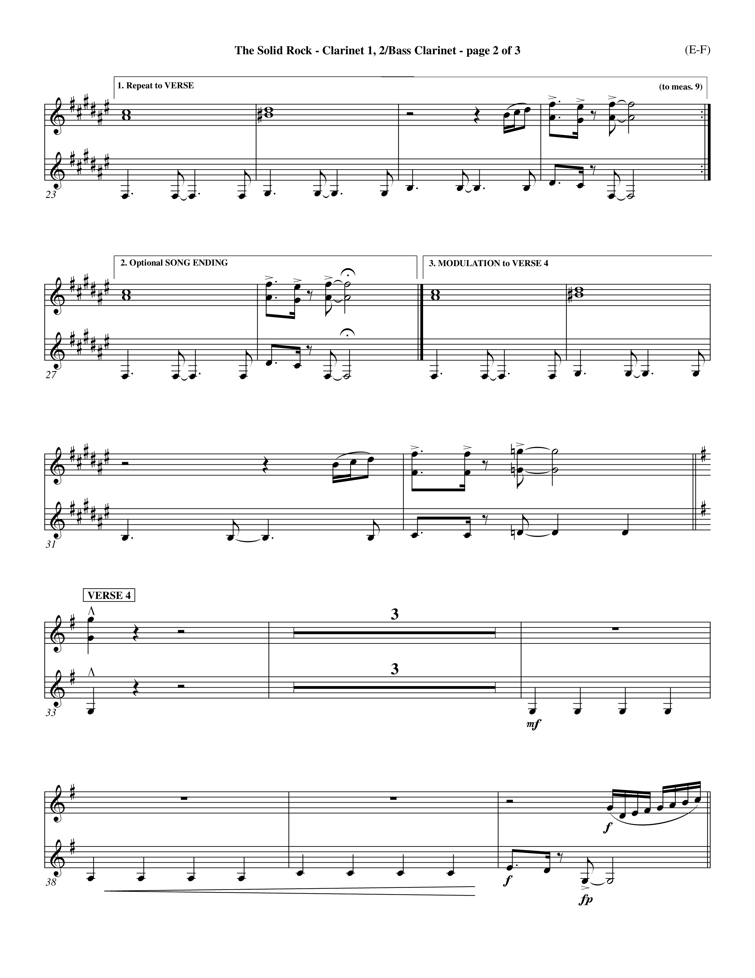 The Solid Rock (Choral Anthem SATB) Clarinet 1/2, Bass Clarinet (Word Music Choral / Arr. Travis Cottrell / Orch. Dave Williamson / Orch. Michael Lawrence)