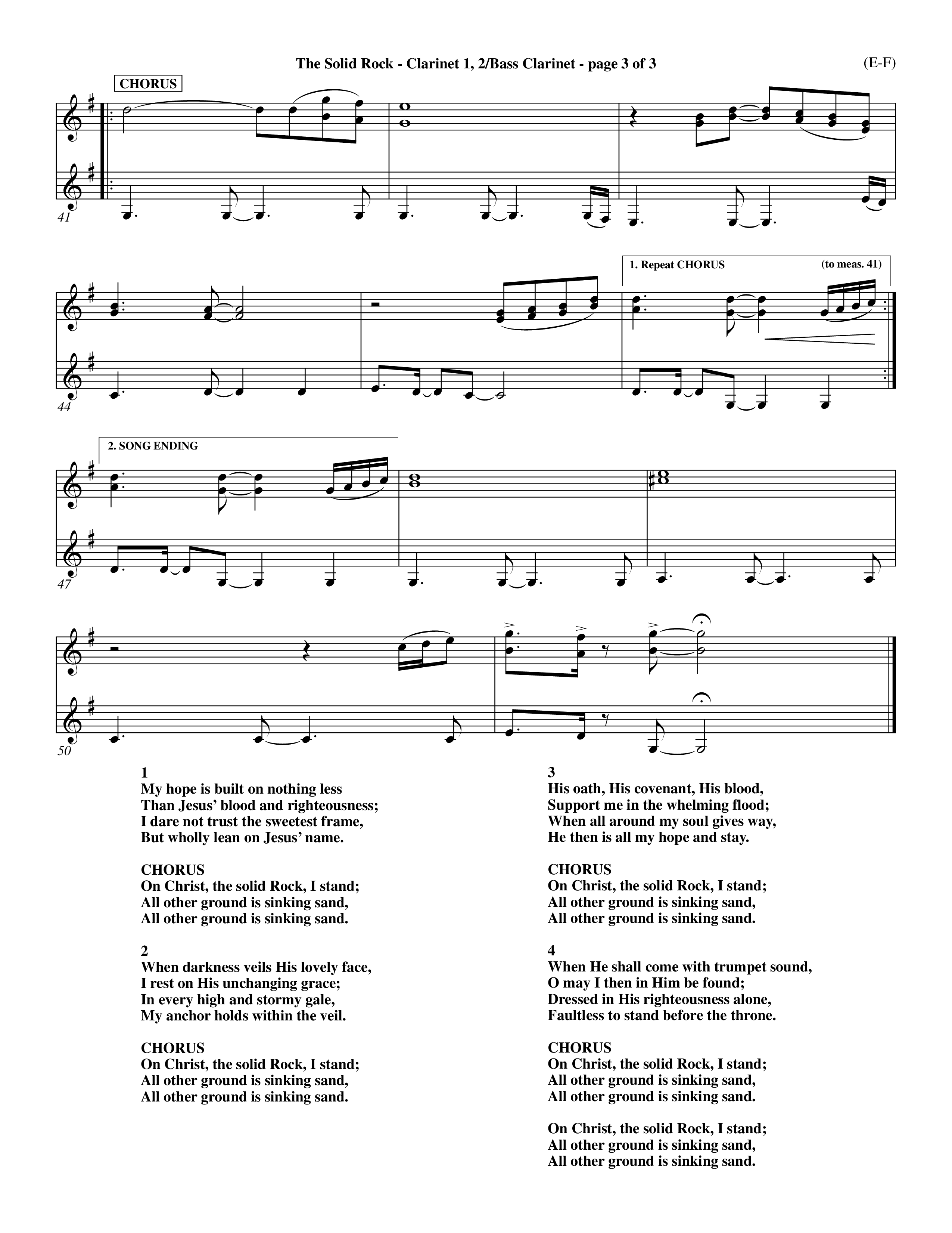 The Solid Rock (Choral Anthem SATB) Clarinet 1/2, Bass Clarinet (Word Music Choral / Arr. Travis Cottrell / Orch. Dave Williamson / Orch. Michael Lawrence)