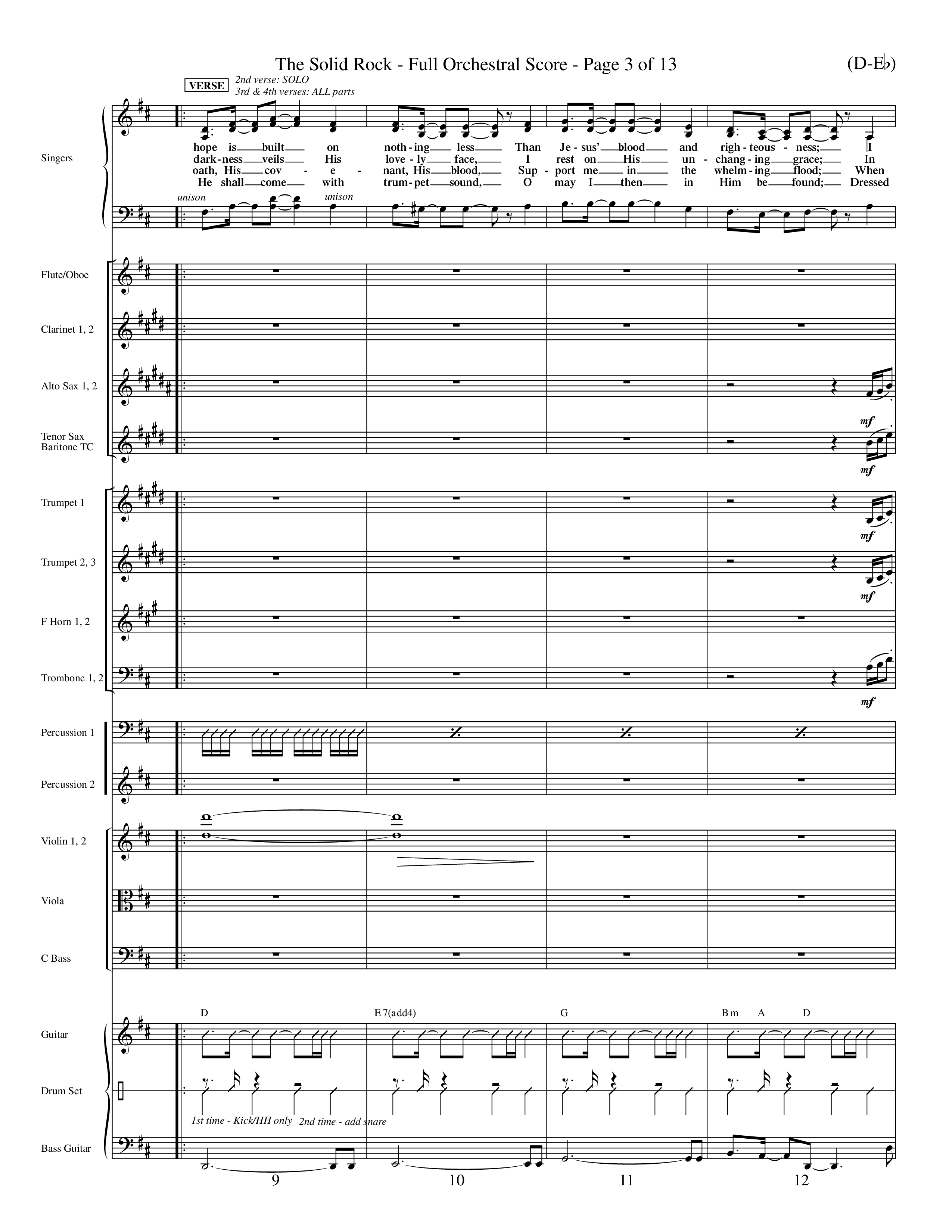 The Solid Rock (Choral Anthem SATB) Orchestration (Word Music Choral / Arr. Travis Cottrell / Orch. Dave Williamson / Orch. Michael Lawrence)