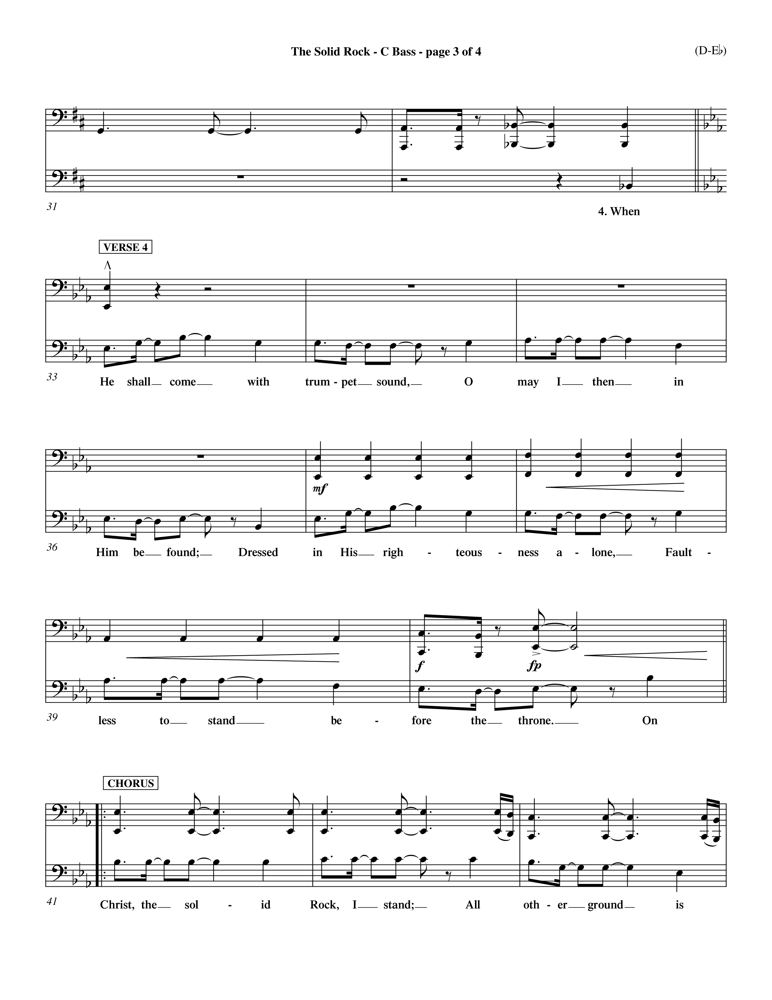 The Solid Rock (Choral Anthem SATB) Contrabass (Word Music Choral / Arr. Travis Cottrell / Orch. Dave Williamson / Orch. Michael Lawrence)