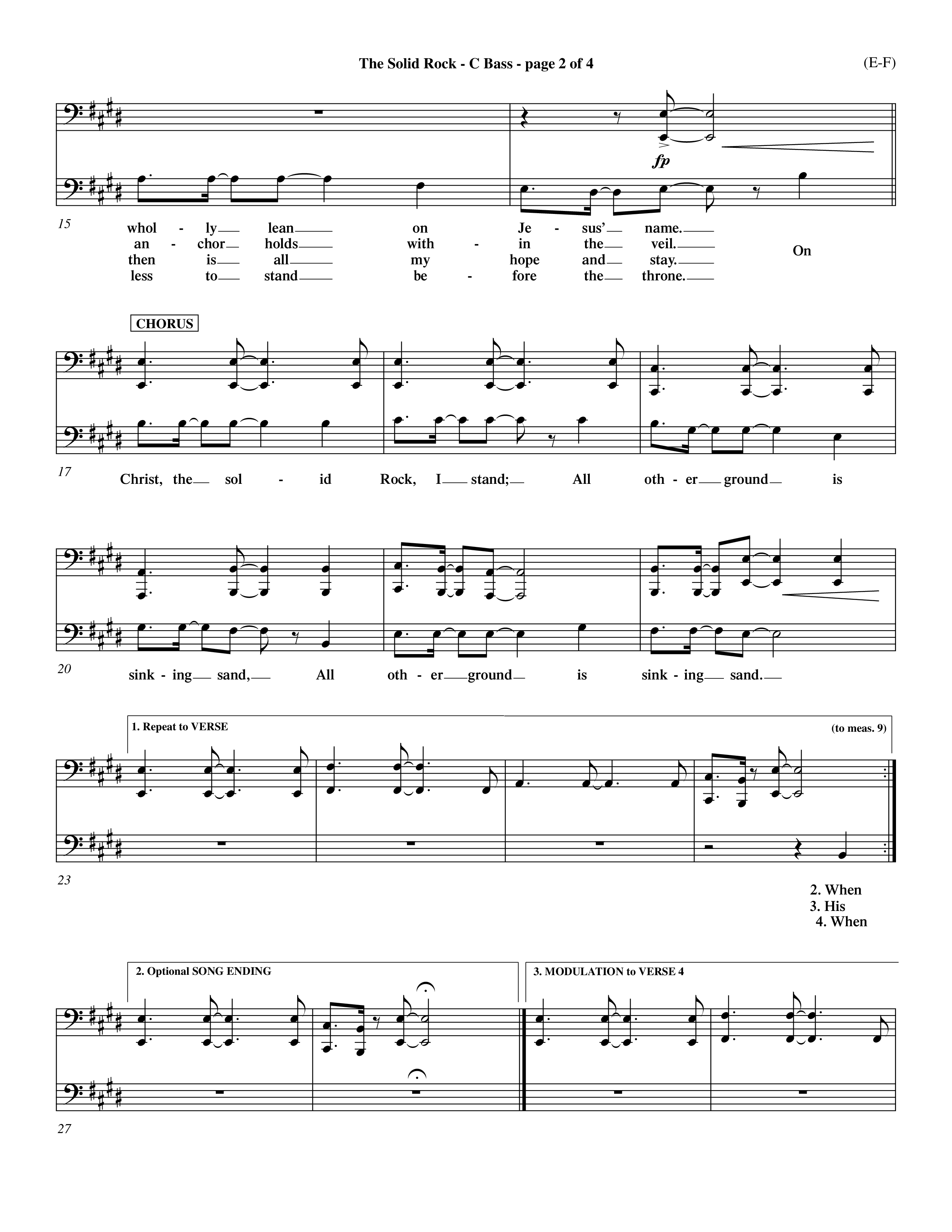 The Solid Rock (Choral Anthem SATB) Contrabass (Word Music Choral / Arr. Travis Cottrell / Orch. Dave Williamson / Orch. Michael Lawrence)