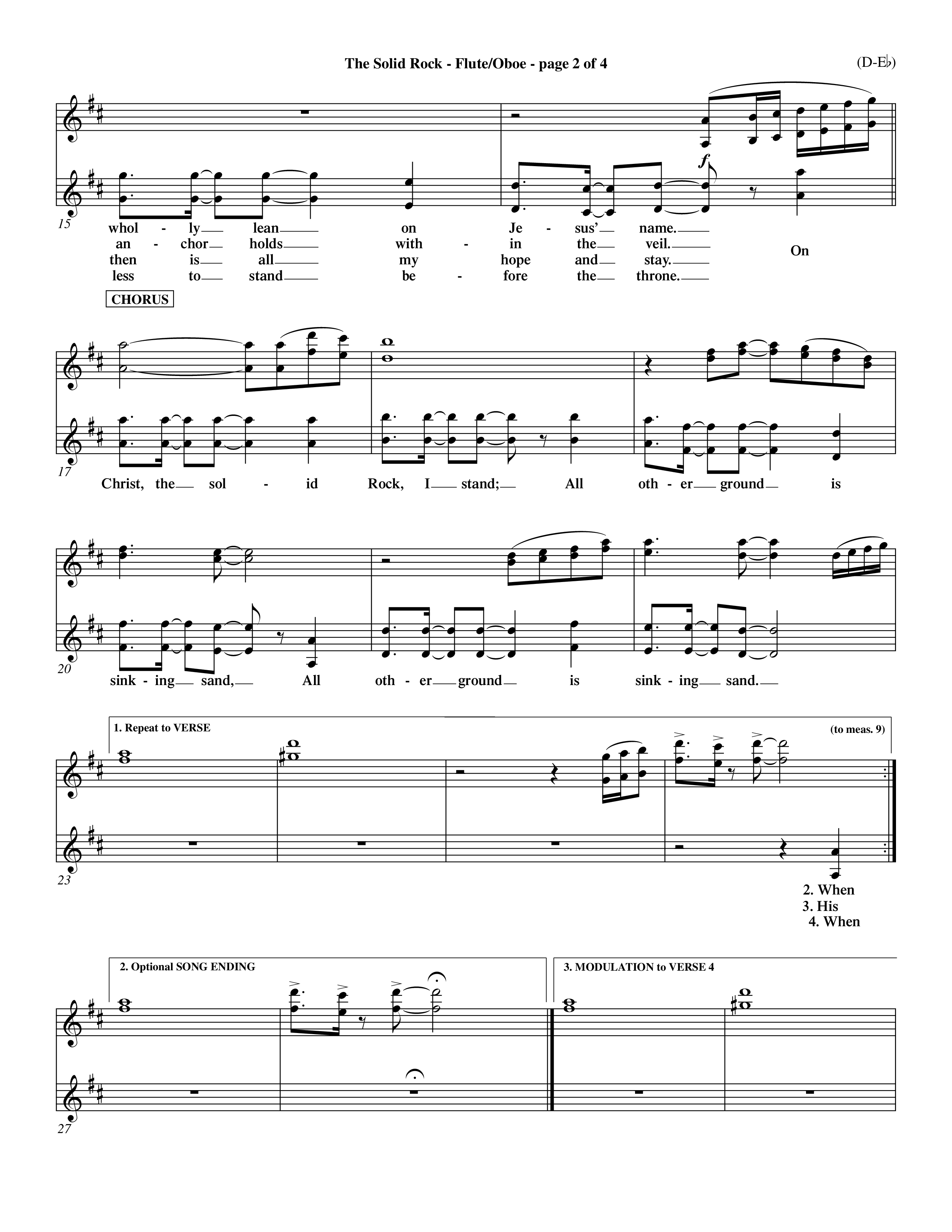 The Solid Rock (Choral Anthem SATB) Flute/Oboe (Word Music Choral / Arr. Travis Cottrell / Orch. Dave Williamson / Orch. Michael Lawrence)