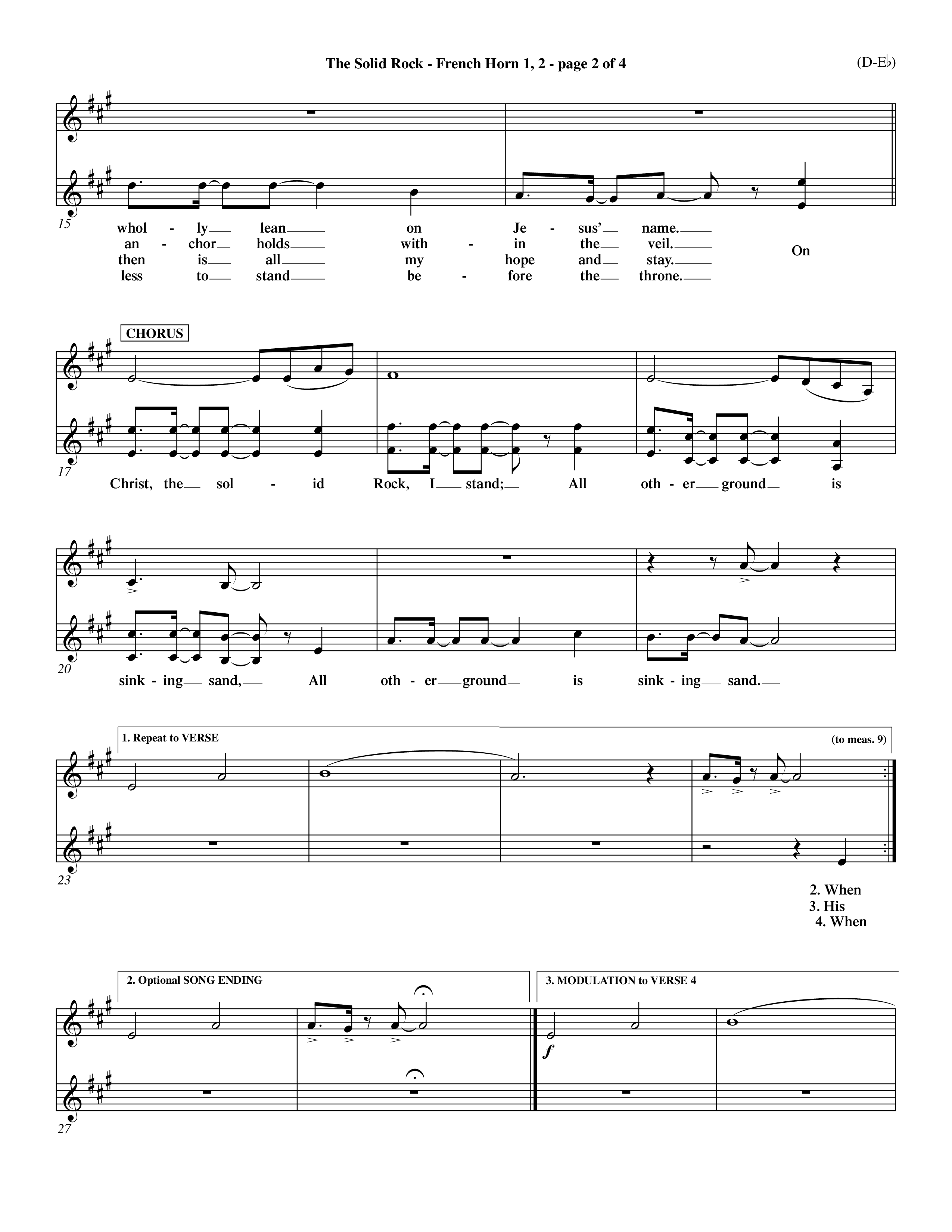 The Solid Rock (Choral Anthem SATB) French Horn (Word Music Choral / Arr. Travis Cottrell / Orch. Dave Williamson / Orch. Michael Lawrence)