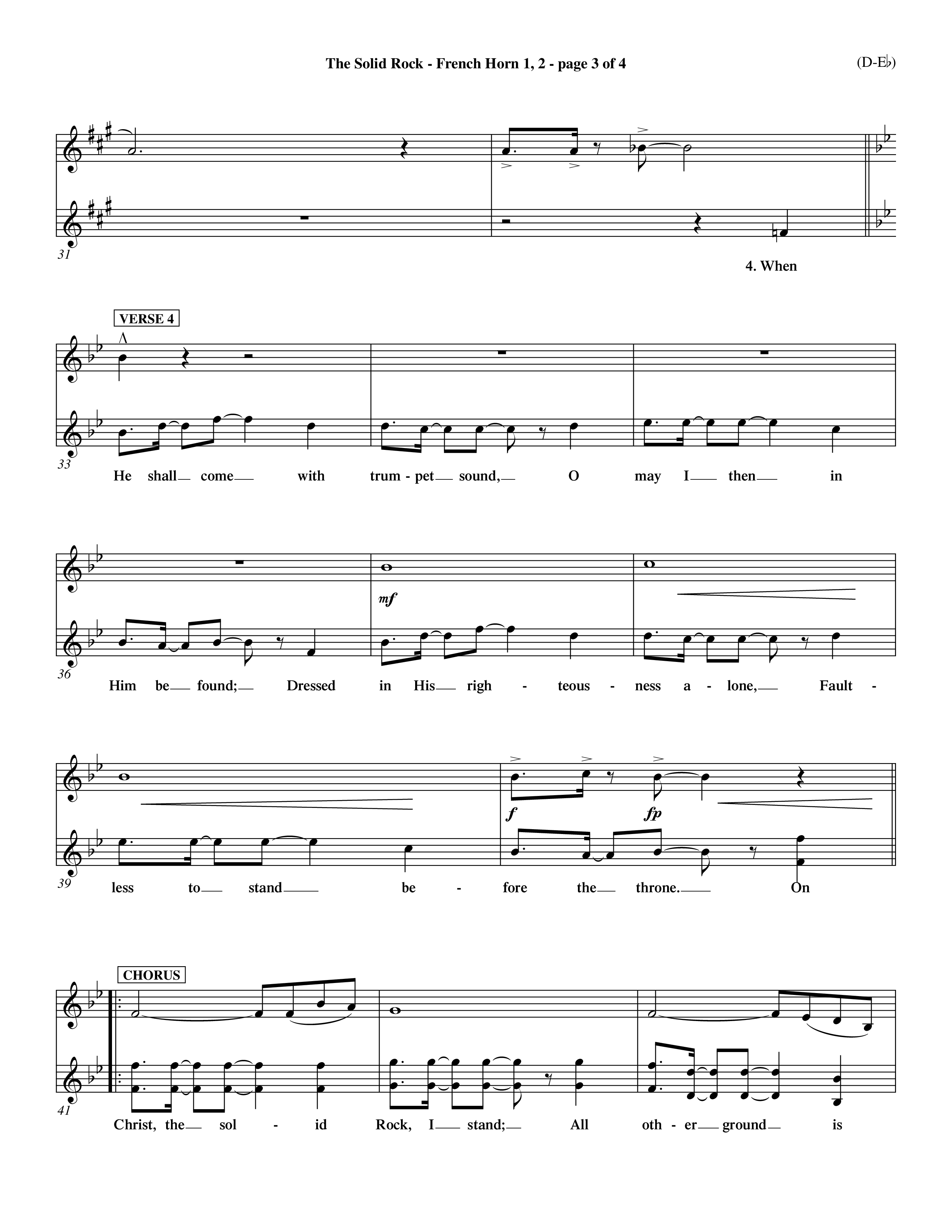 The Solid Rock (Choral Anthem SATB) French Horn (Word Music Choral / Arr. Travis Cottrell / Orch. Dave Williamson / Orch. Michael Lawrence)