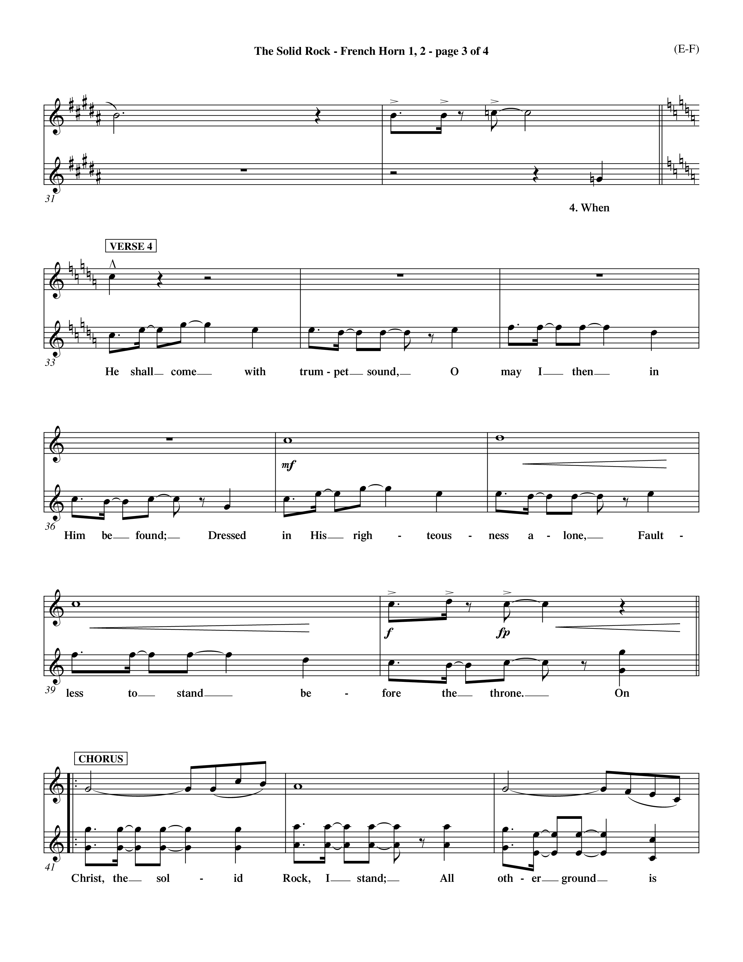 The Solid Rock (Choral Anthem SATB) French Horn (Word Music Choral / Arr. Travis Cottrell / Orch. Dave Williamson / Orch. Michael Lawrence)