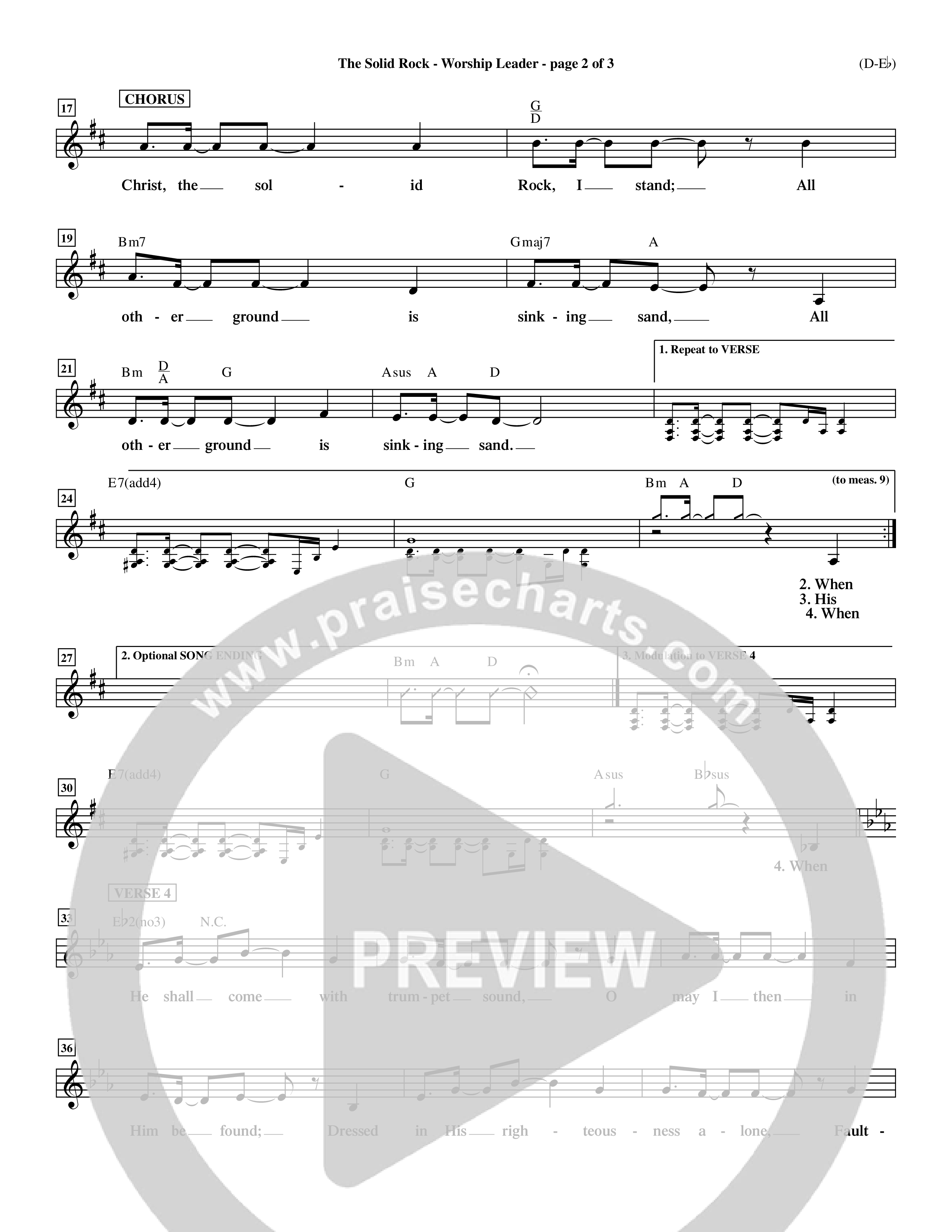The Solid Rock (Choral Anthem SATB) Lead Sheet (Mel) (Word Music Choral / Arr. Travis Cottrell / Orch. Dave Williamson / Orch. Michael Lawrence)