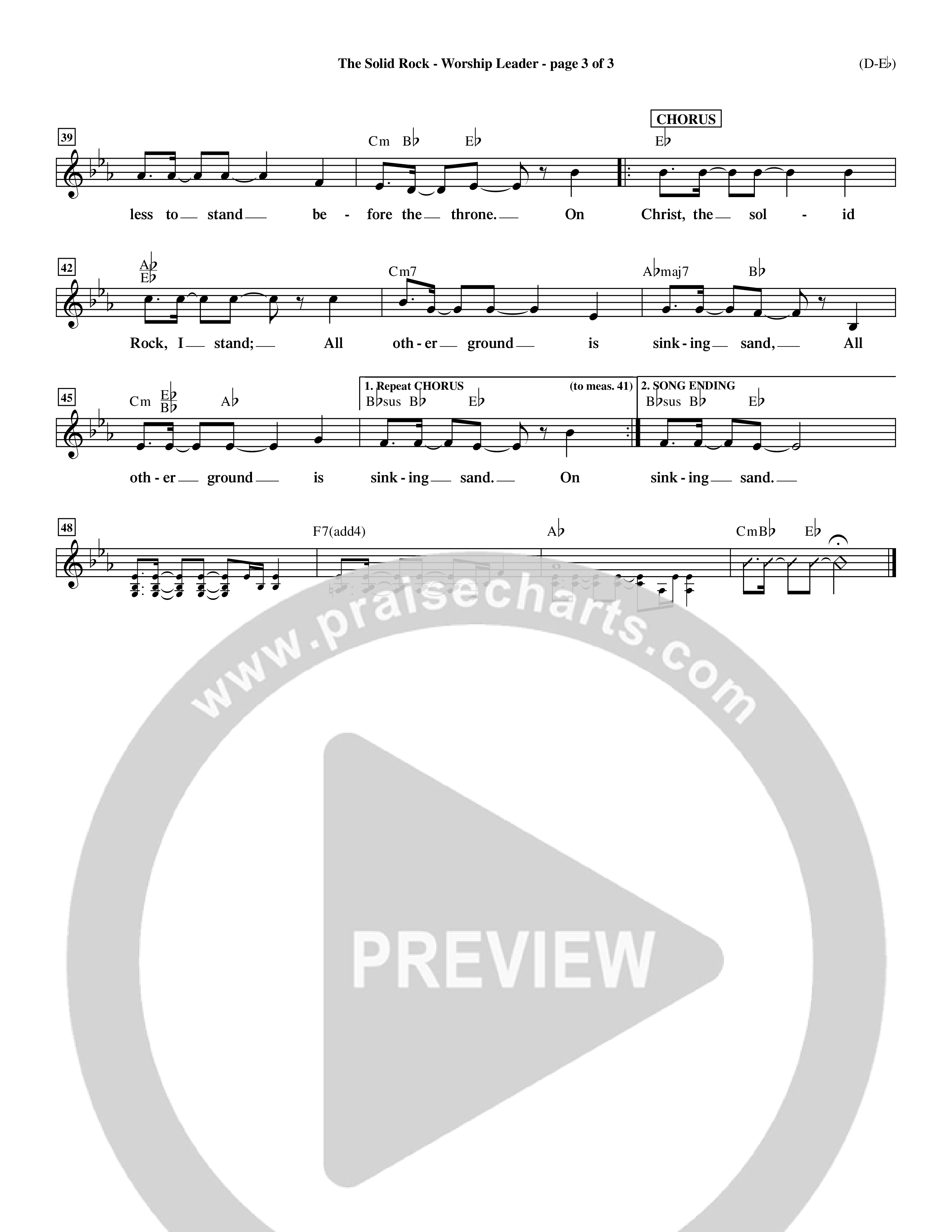 The Solid Rock (Choral Anthem SATB) Lead Sheet (Mel) (Word Music Choral / Arr. Travis Cottrell / Orch. Dave Williamson / Orch. Michael Lawrence)