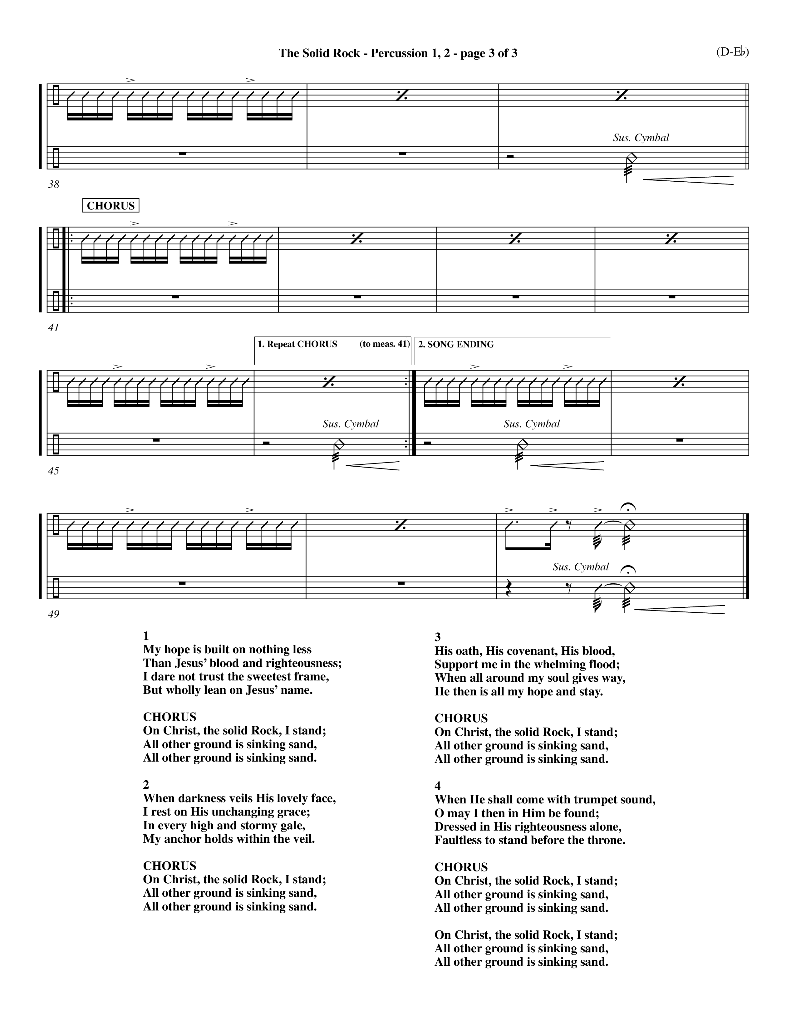 The Solid Rock (Choral Anthem SATB) Percussion 1/2 (Word Music Choral / Arr. Travis Cottrell / Orch. Dave Williamson / Orch. Michael Lawrence)