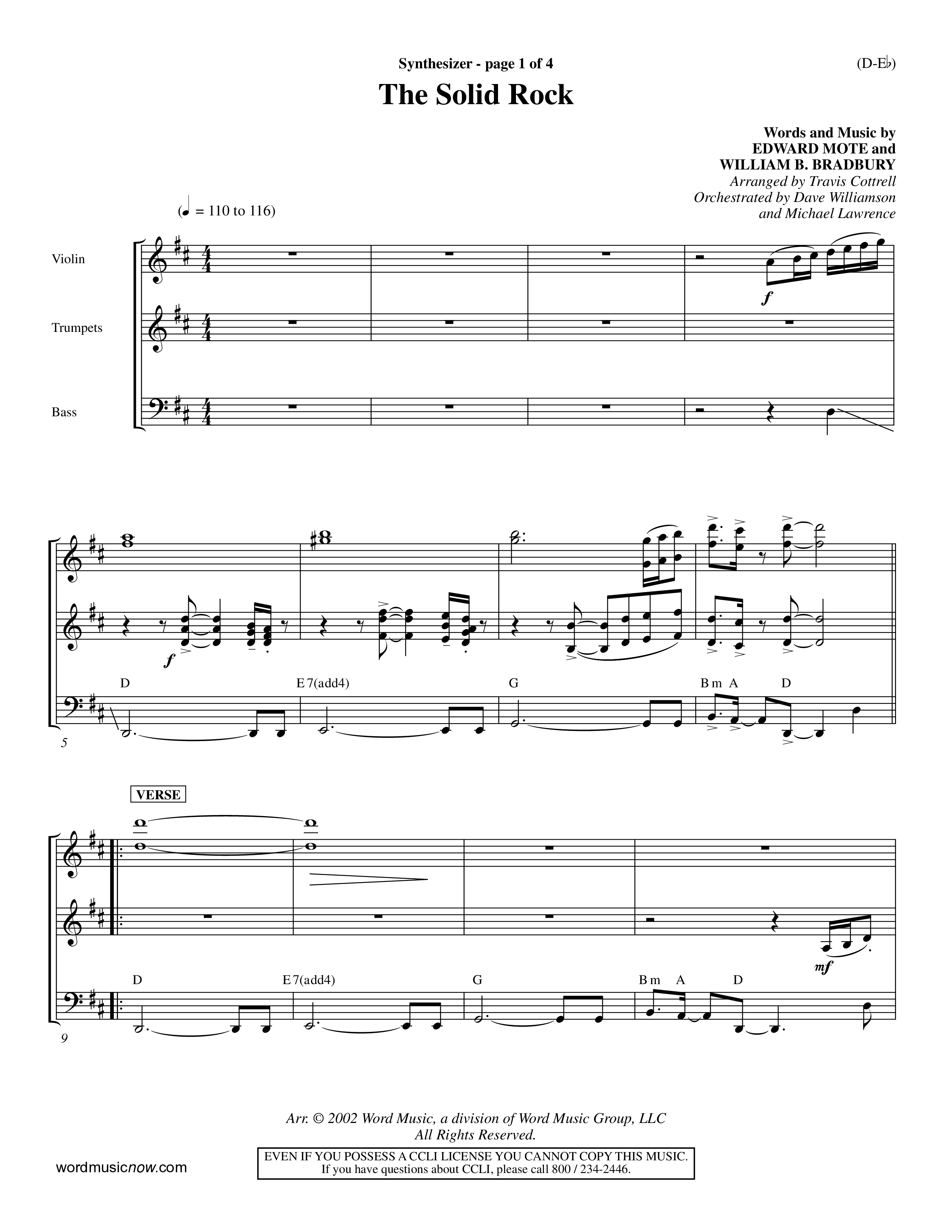 The Solid Rock (Choral Anthem SATB) Synth (Word Music Choral / Arr. Travis Cottrell / Orch. Dave Williamson / Orch. Michael Lawrence)