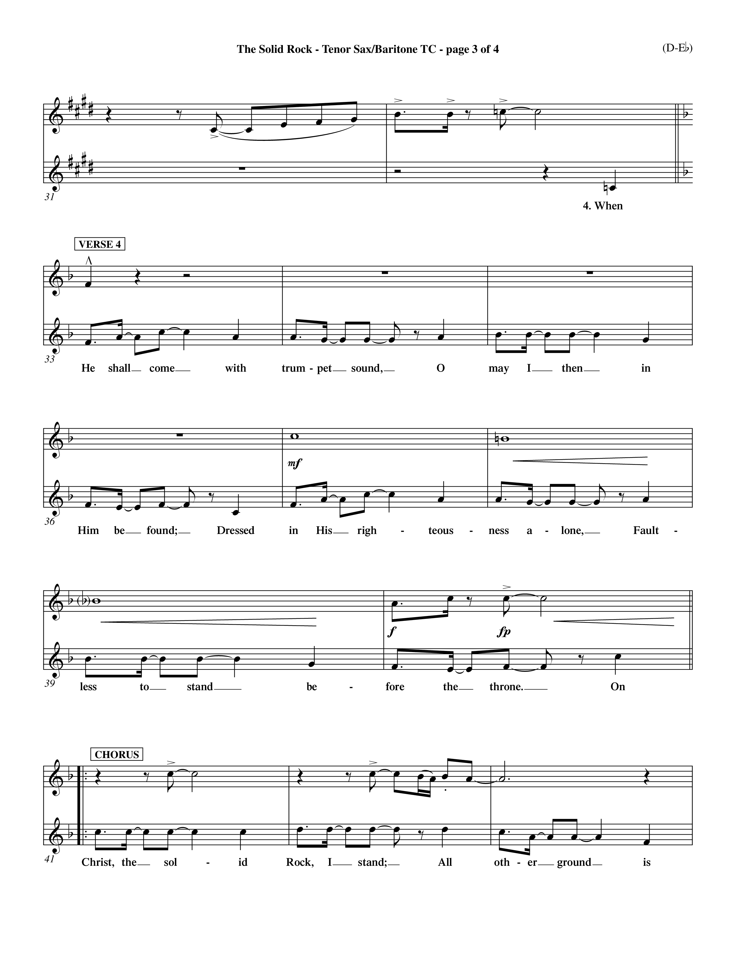 The Solid Rock (Choral Anthem SATB) Tenor Sax/Baritone T.C. (Word Music Choral / Arr. Travis Cottrell / Orch. Dave Williamson / Orch. Michael Lawrence)