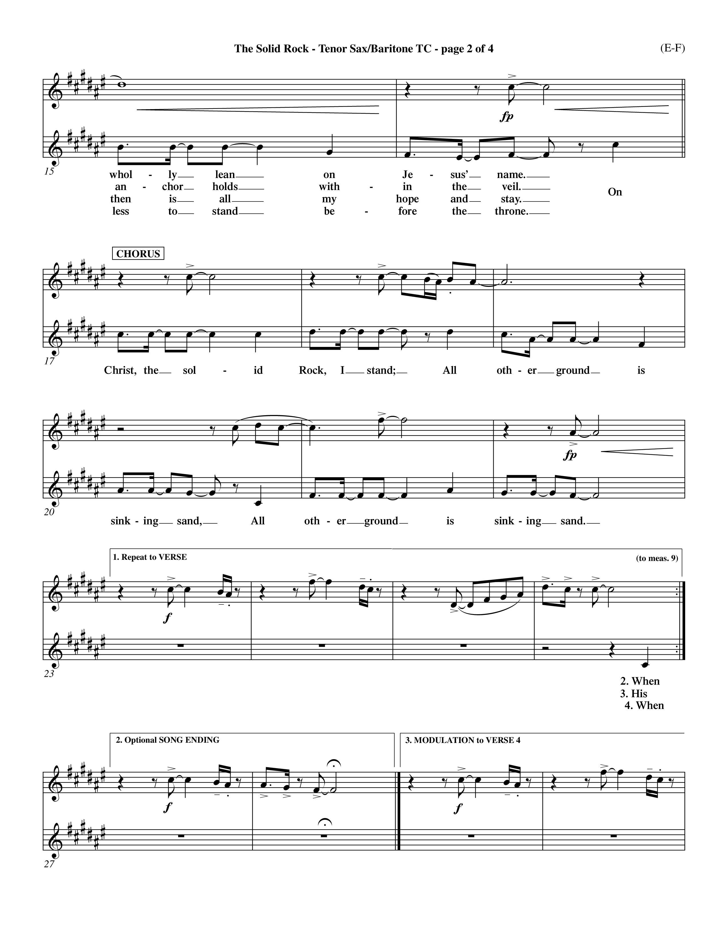 The Solid Rock (Choral Anthem SATB) Tenor Sax/Baritone T.C. (Word Music Choral / Arr. Travis Cottrell / Orch. Dave Williamson / Orch. Michael Lawrence)