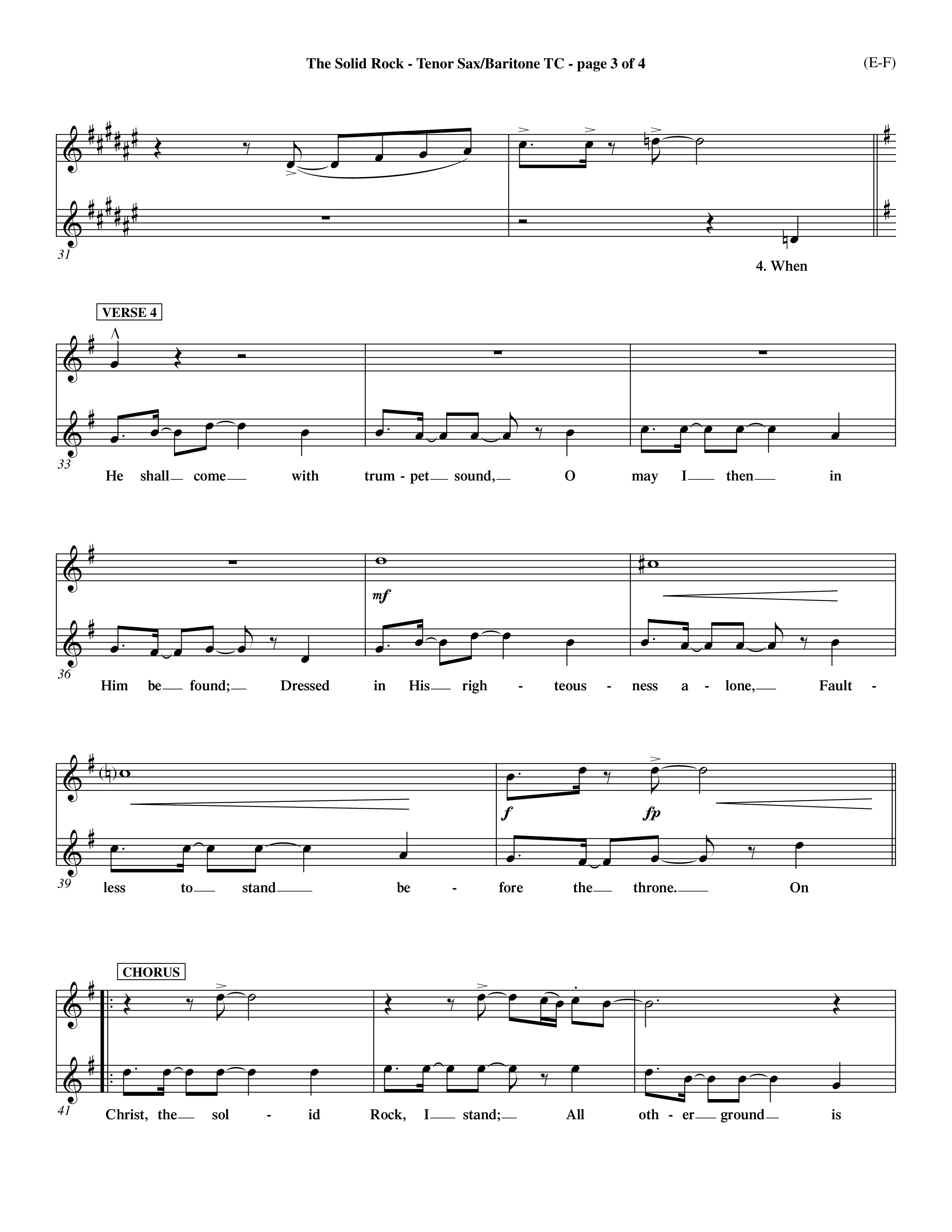 The Solid Rock (Choral Anthem SATB) Tenor Sax/Baritone T.C. (Word Music Choral / Arr. Travis Cottrell / Orch. Dave Williamson / Orch. Michael Lawrence)