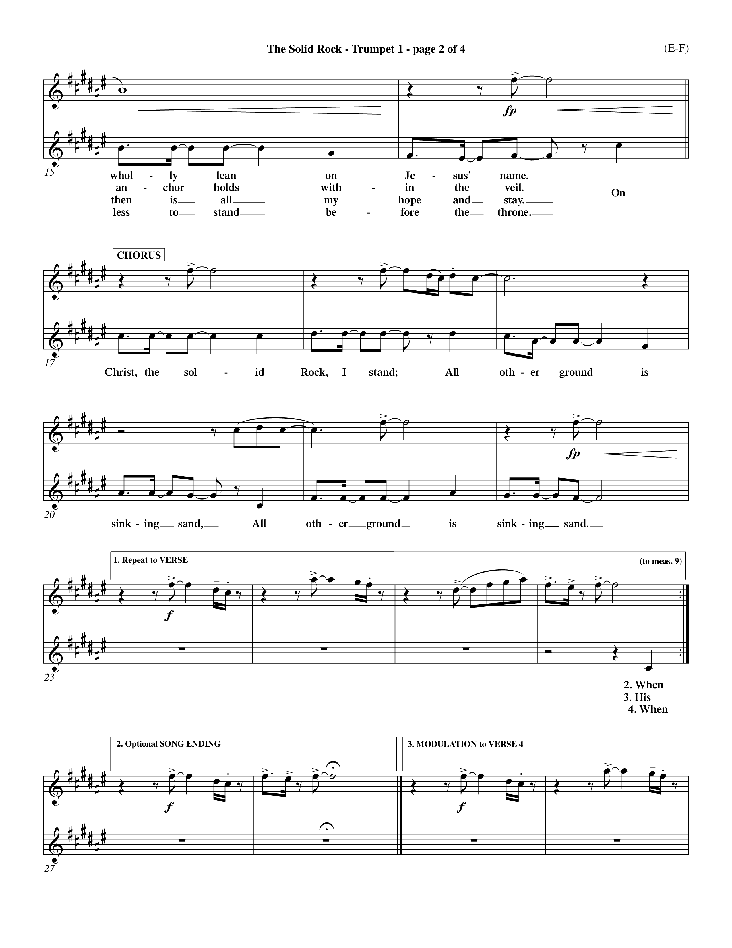 The Solid Rock (Choral Anthem SATB) Trumpet 1 (Word Music Choral / Arr. Travis Cottrell / Orch. Dave Williamson / Orch. Michael Lawrence)