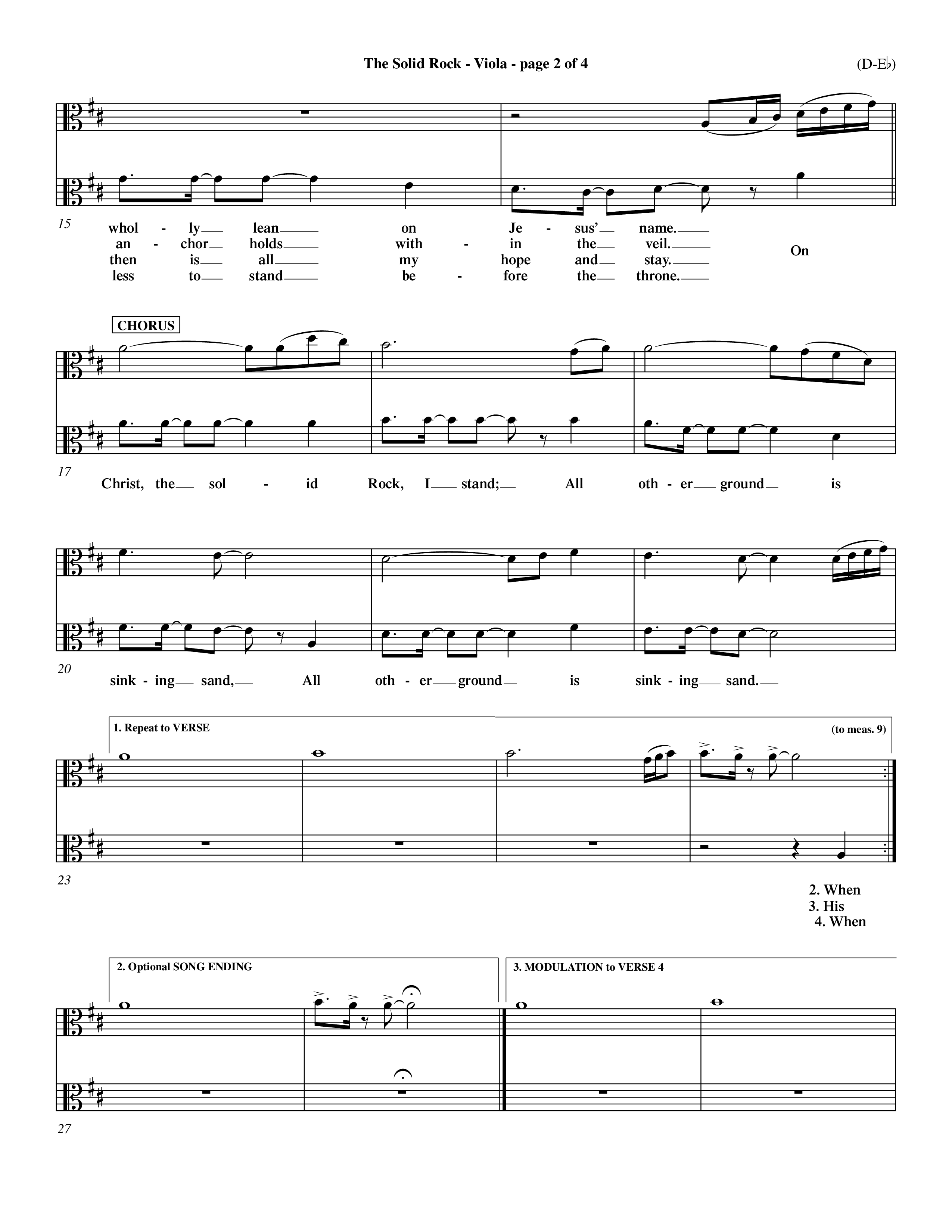 The Solid Rock (Choral Anthem SATB) Viola (Word Music Choral / Arr. Travis Cottrell / Orch. Dave Williamson / Orch. Michael Lawrence)