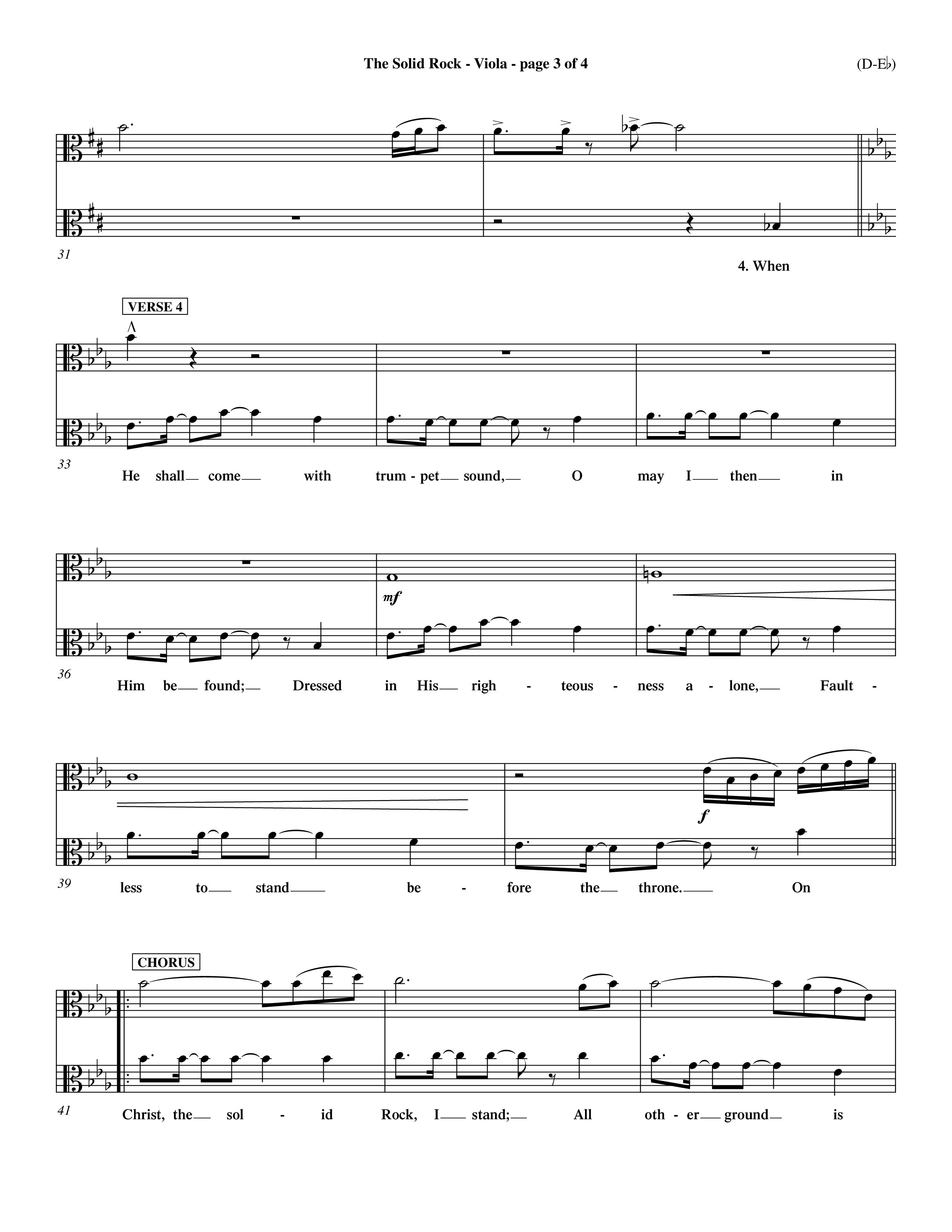 The Solid Rock (Choral Anthem SATB) Viola (Word Music Choral / Arr. Travis Cottrell / Orch. Dave Williamson / Orch. Michael Lawrence)