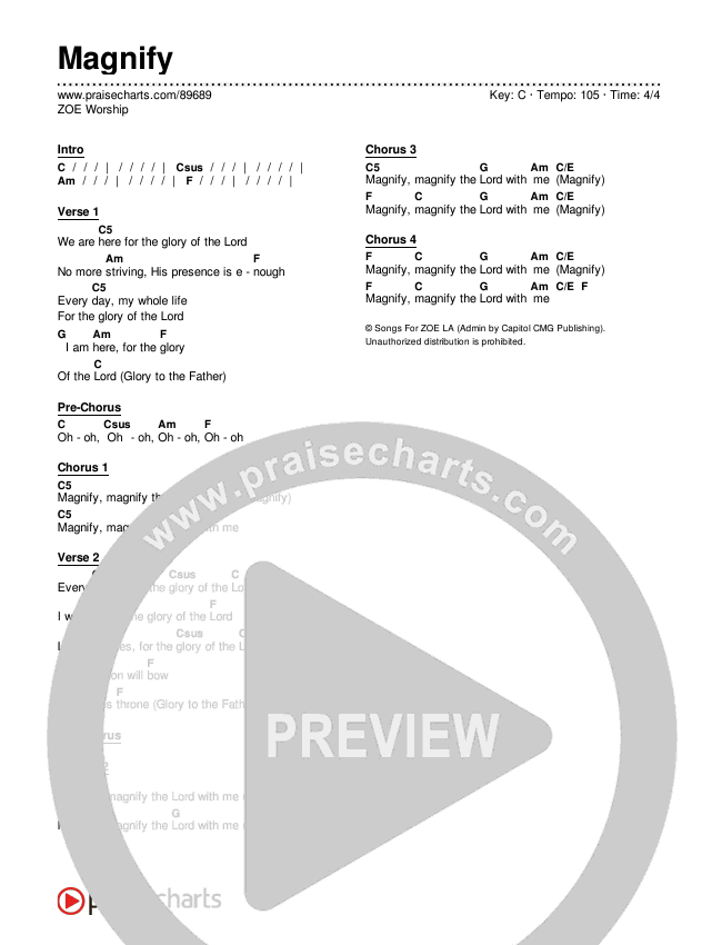 Magnify Chords & Lyrics (ZOE Worship)