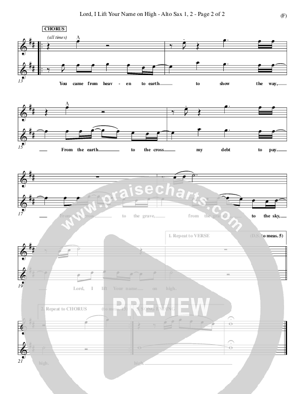 Lord I Lift Your Name On High Alto Sax 1/2 (Rick Founds)