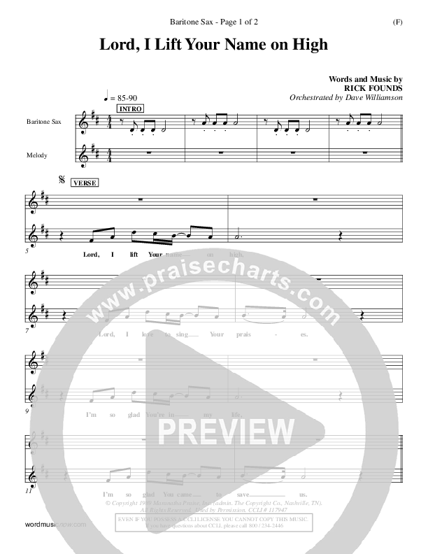 Lord I Lift Your Name On High Bari Sax (Rick Founds)