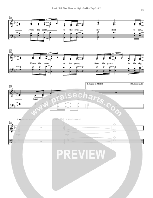 Lord I Lift Your Name On High Choir Sheet (SATB) (Rick Founds)