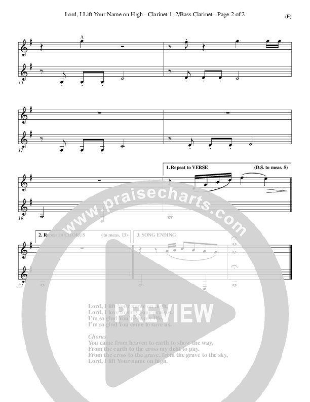 Lord I Lift Your Name On High Clarinet 1/2, Bass Clarinet (Rick Founds)