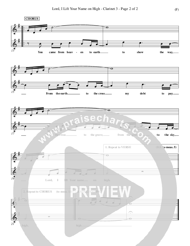 Lord I Lift Your Name On High Clarinet 3 (Rick Founds)